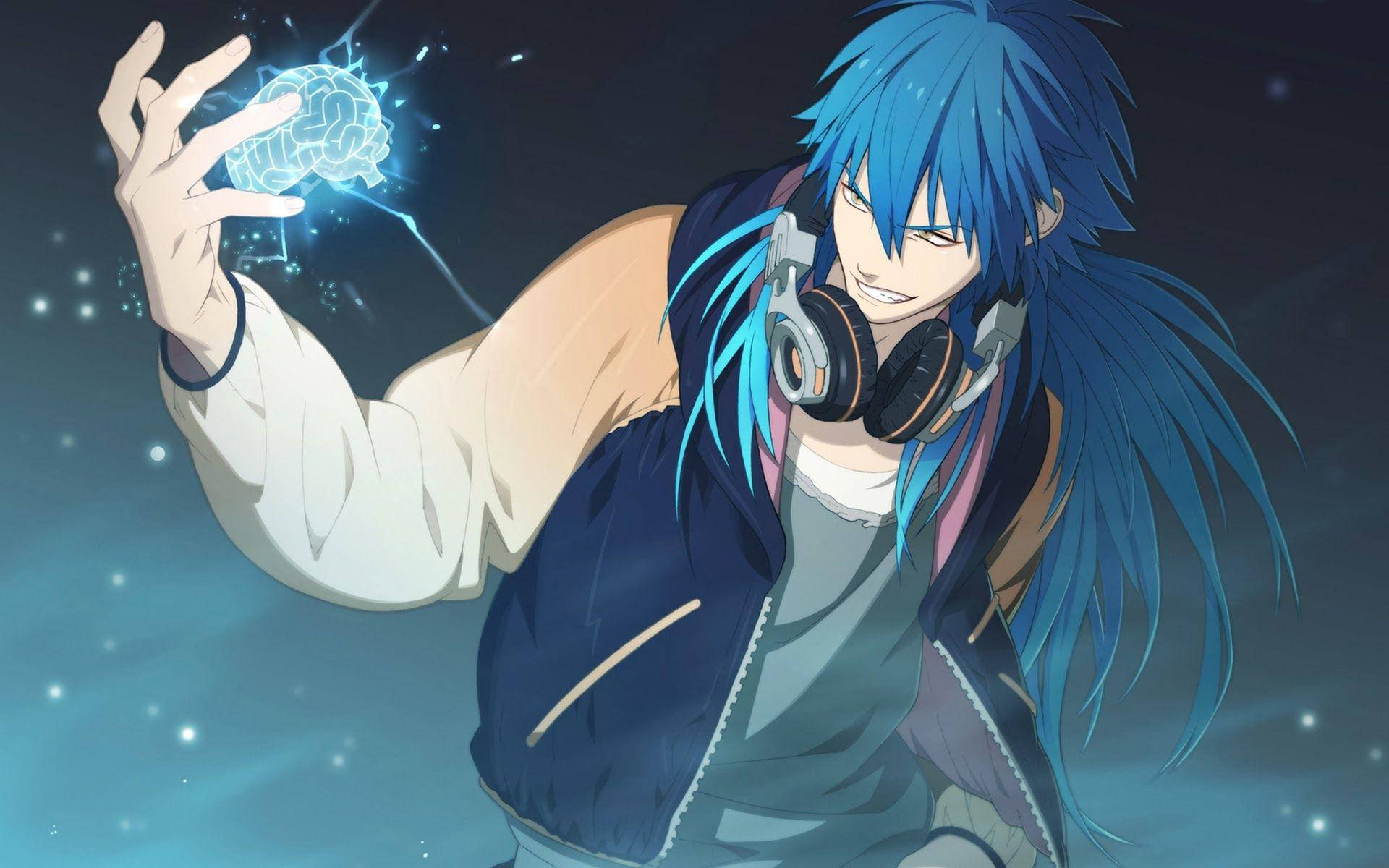 Blue-haired Anime Cool Boy Aoba Seragaki Wallpaper