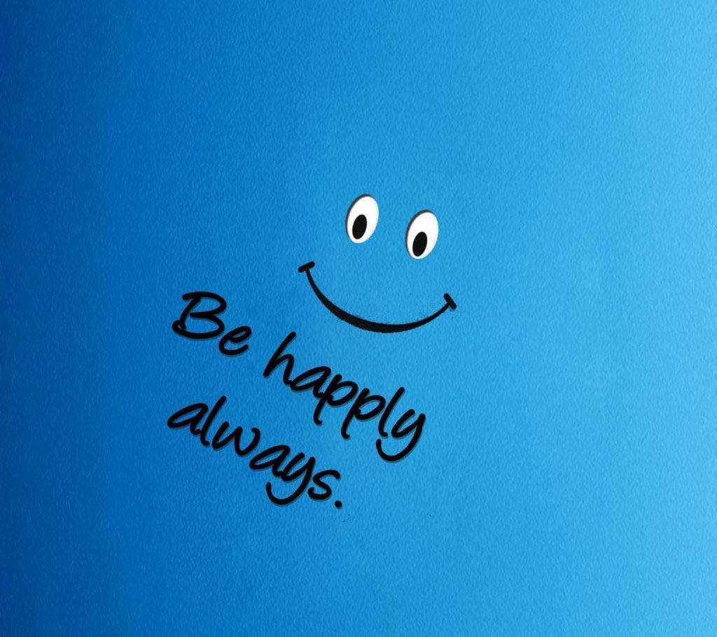 Blue Happy Text Wallpaper