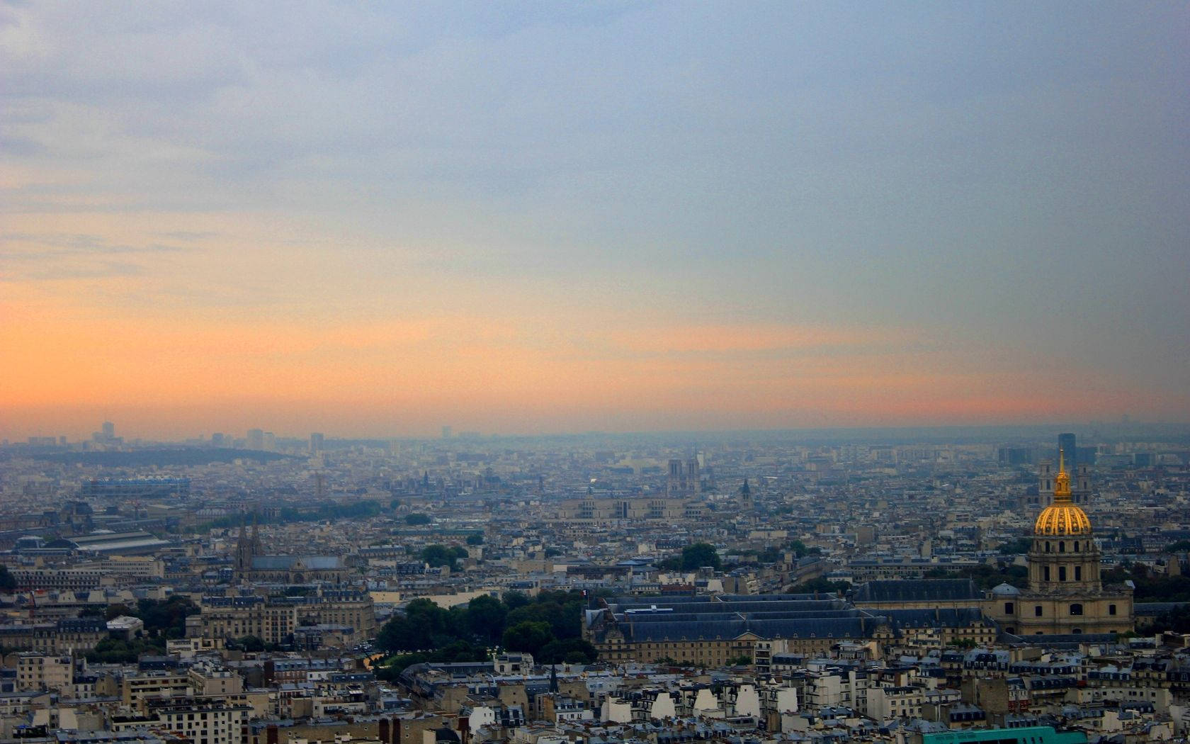 Blue Orange Sky Paris Panorama Wallpaper
