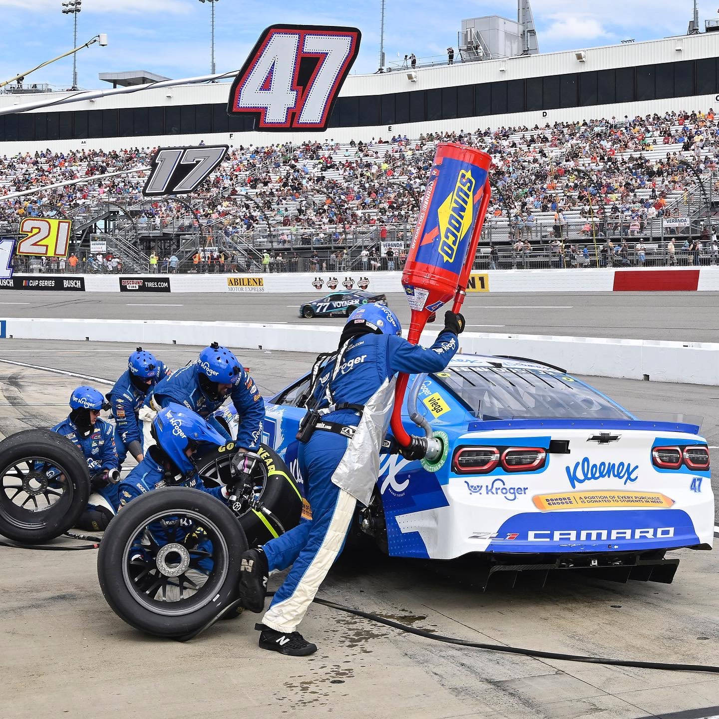 Blue Ricky Stenhouse Jr. Car At Pit Stop Wallpaper