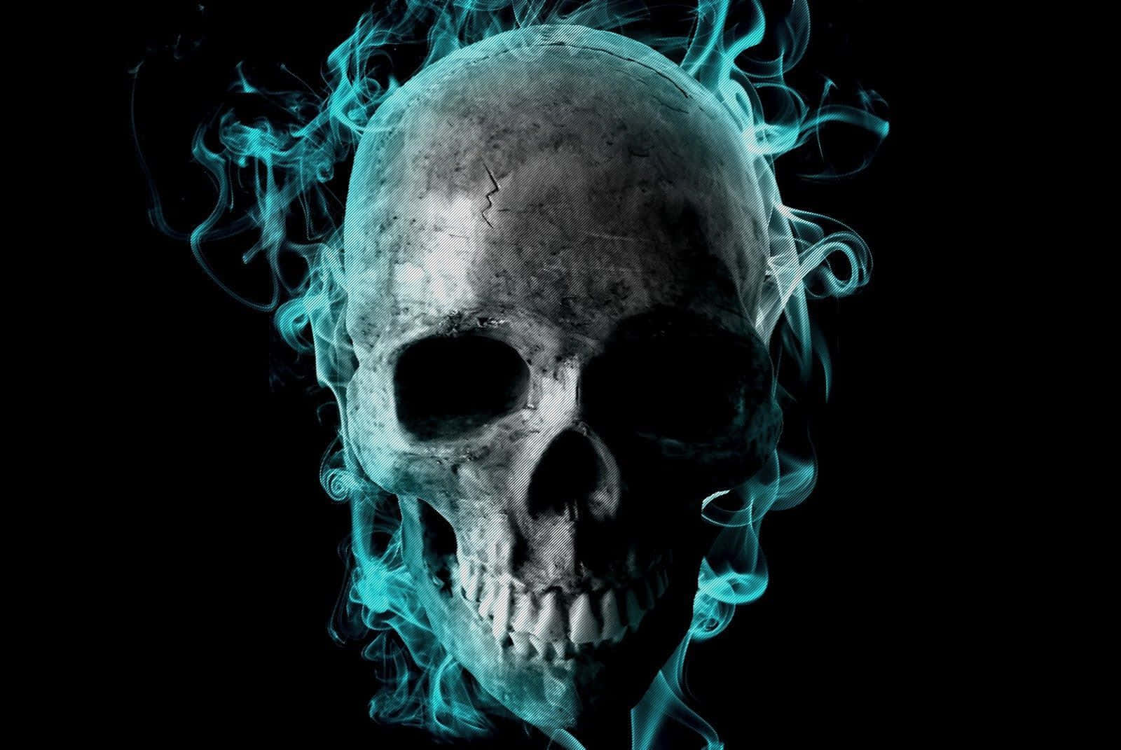 Blue Skull Head Glowing Wallpaper