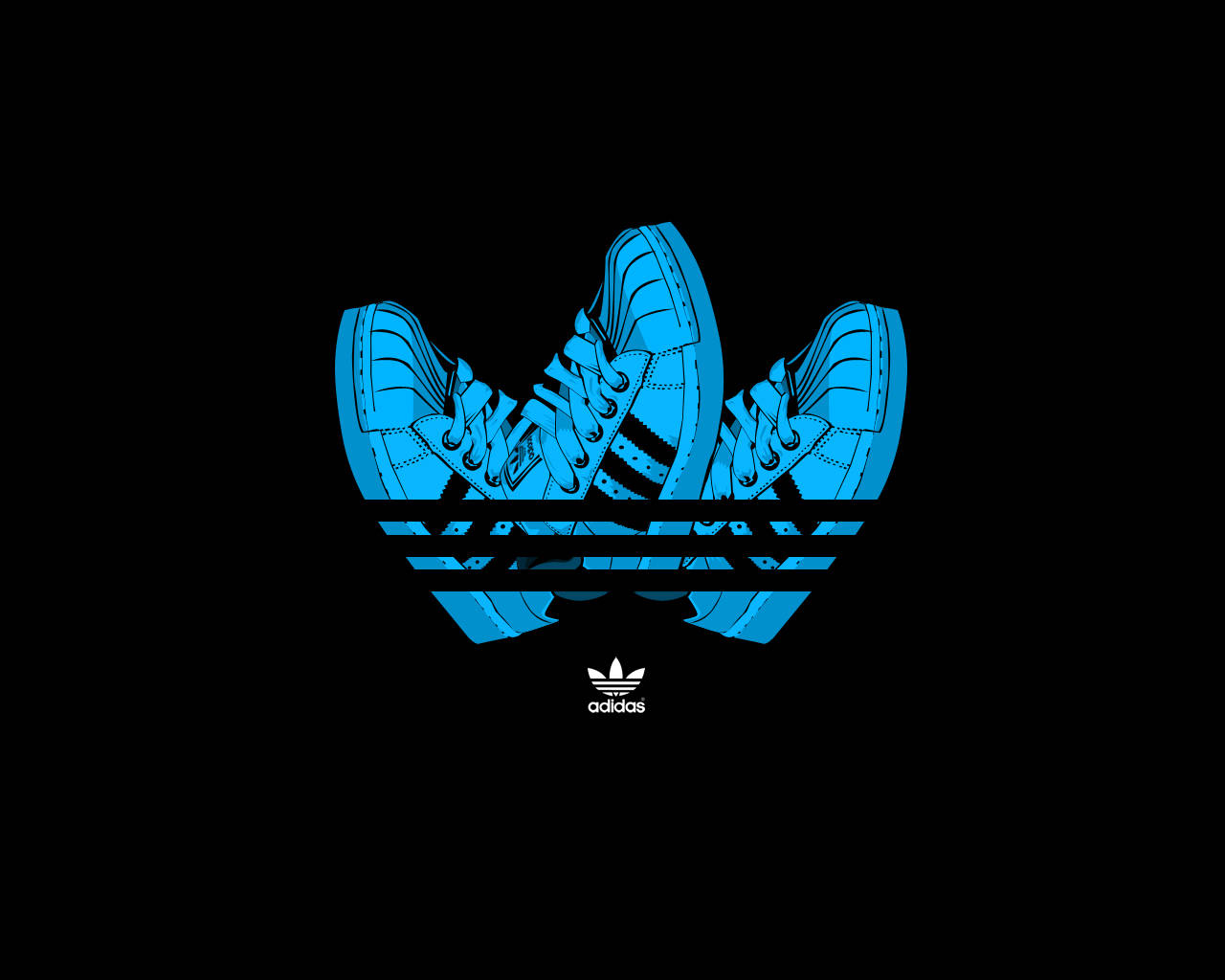 Blue Sneakers Adidas Logo Wallpaper