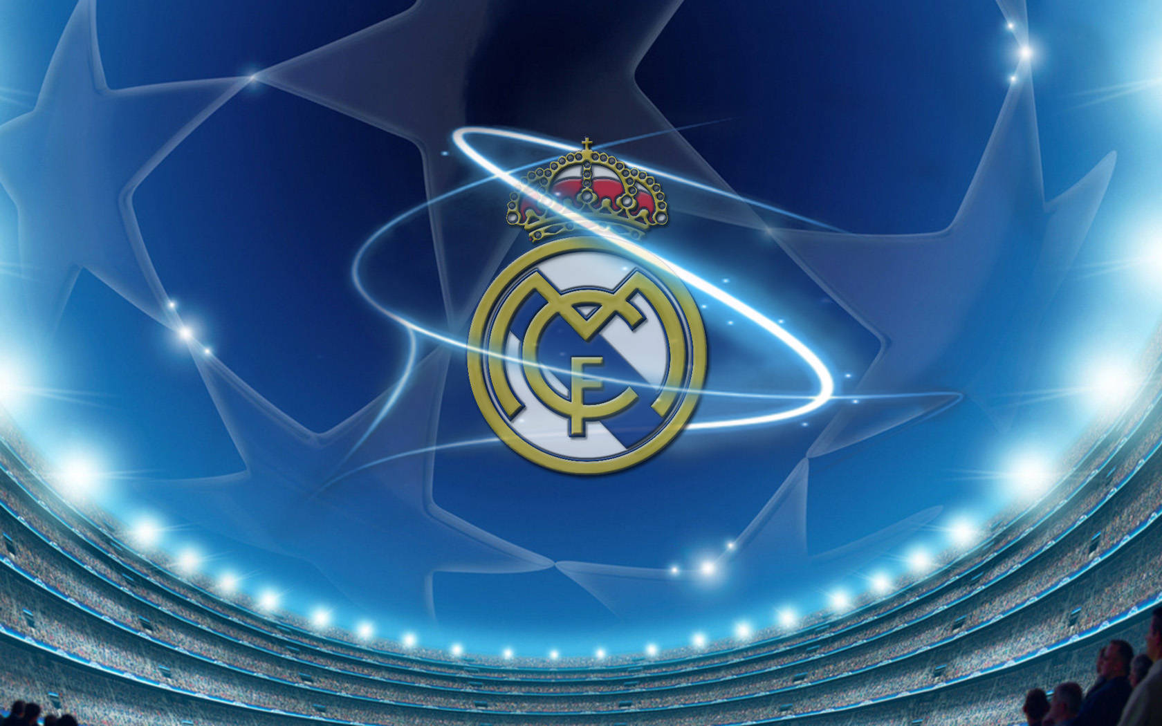 Blue Stars Real Madrid Cf Logo Wallpaper