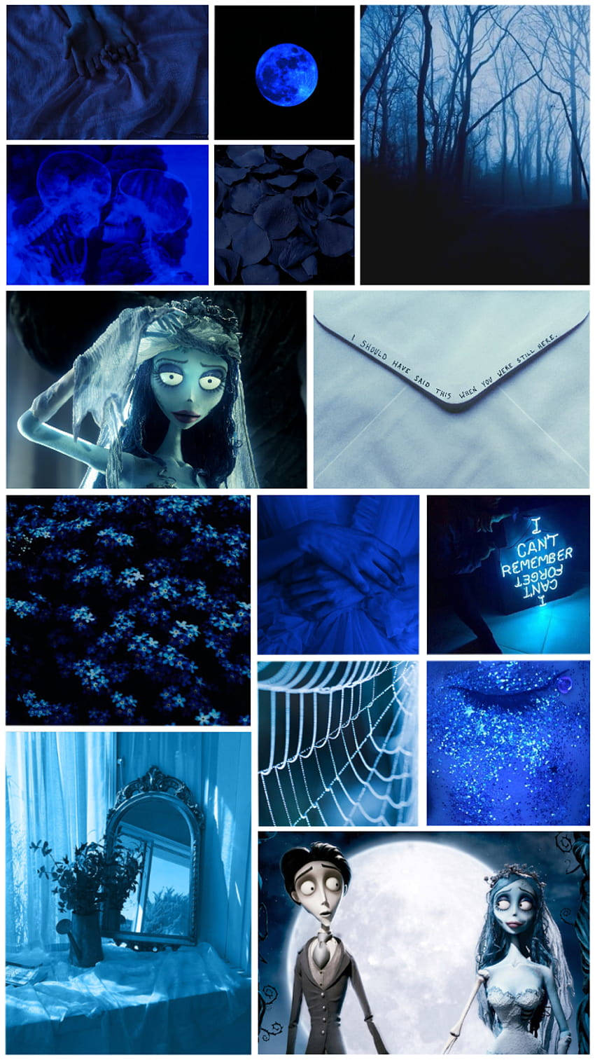 Blue-themed Corpse Bride Aesthetic Wallpaper