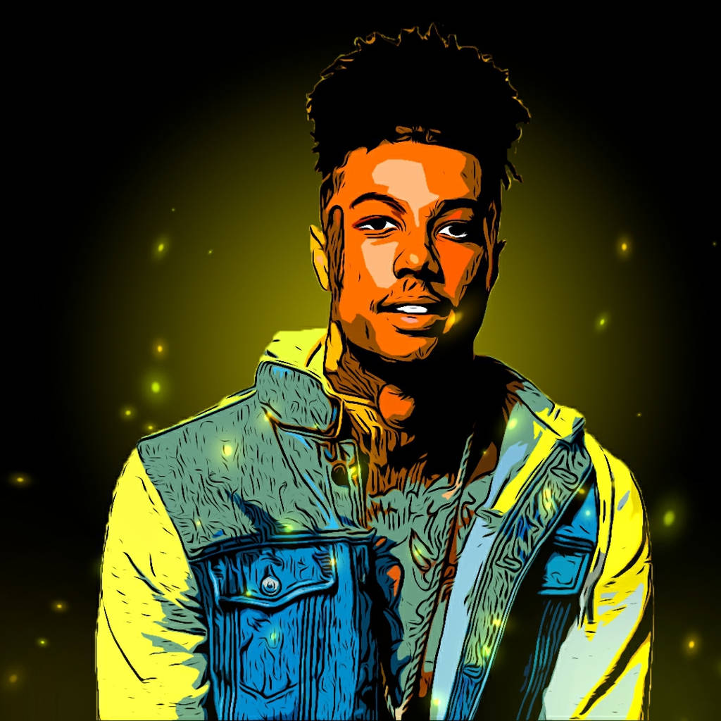 Blueface Glowing Yellow Blue Jacket Wallpaper