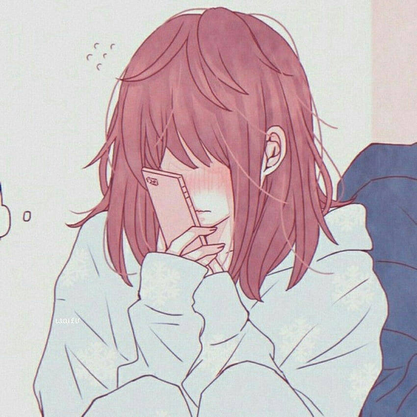 Blushing Phone Matching Pfp For Friends Wallpaper