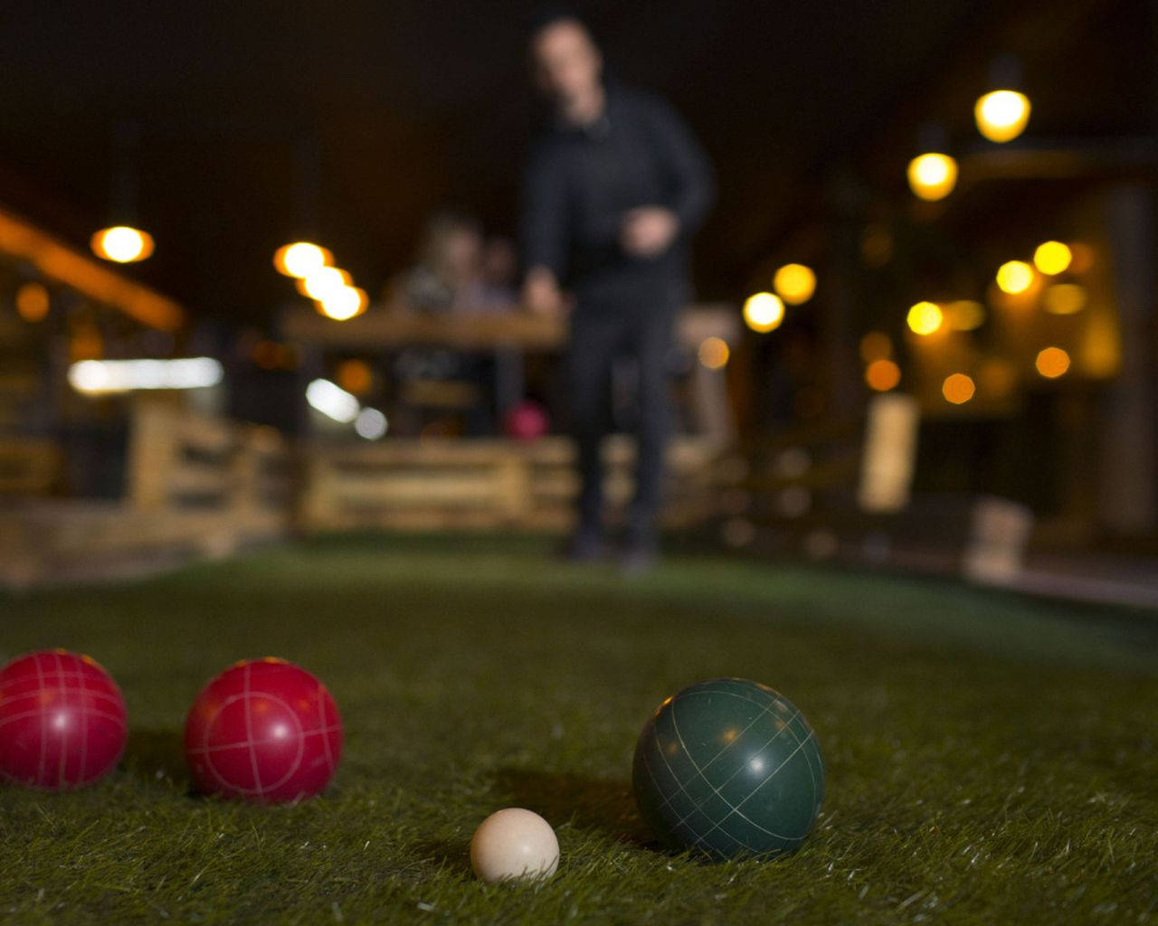 Bocce Ball On Grass At Night Wallpaper