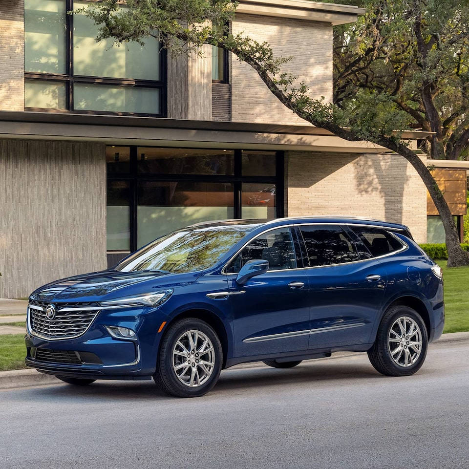 Bold Blue Colored Buick Enclave Wallpaper
