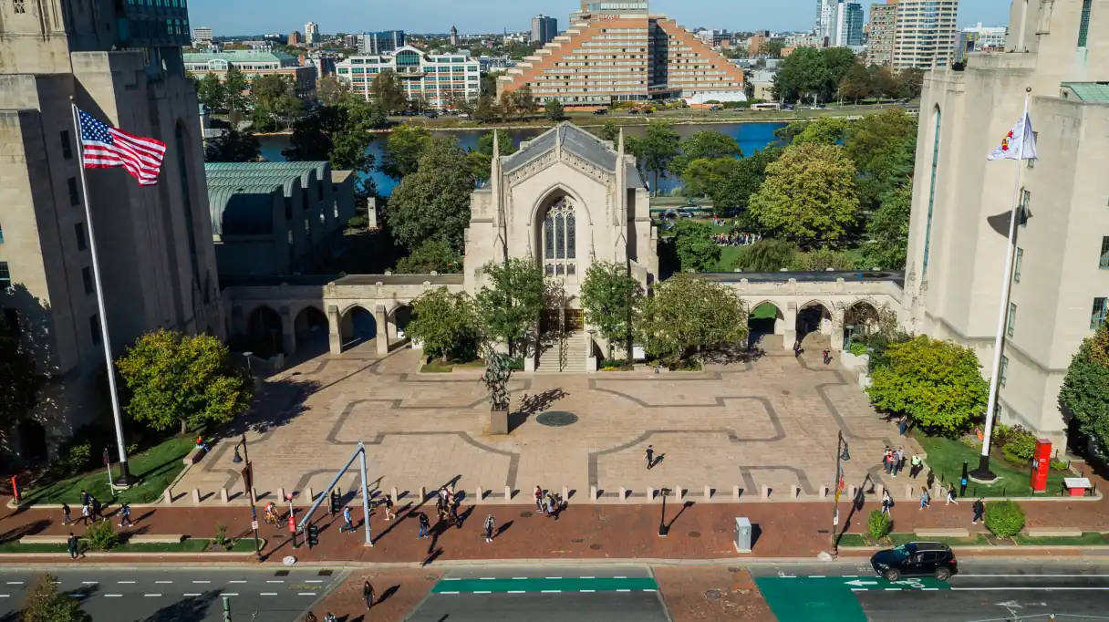 Boston University Theology Department Building Under A Clear Blue Sky Wallpaper