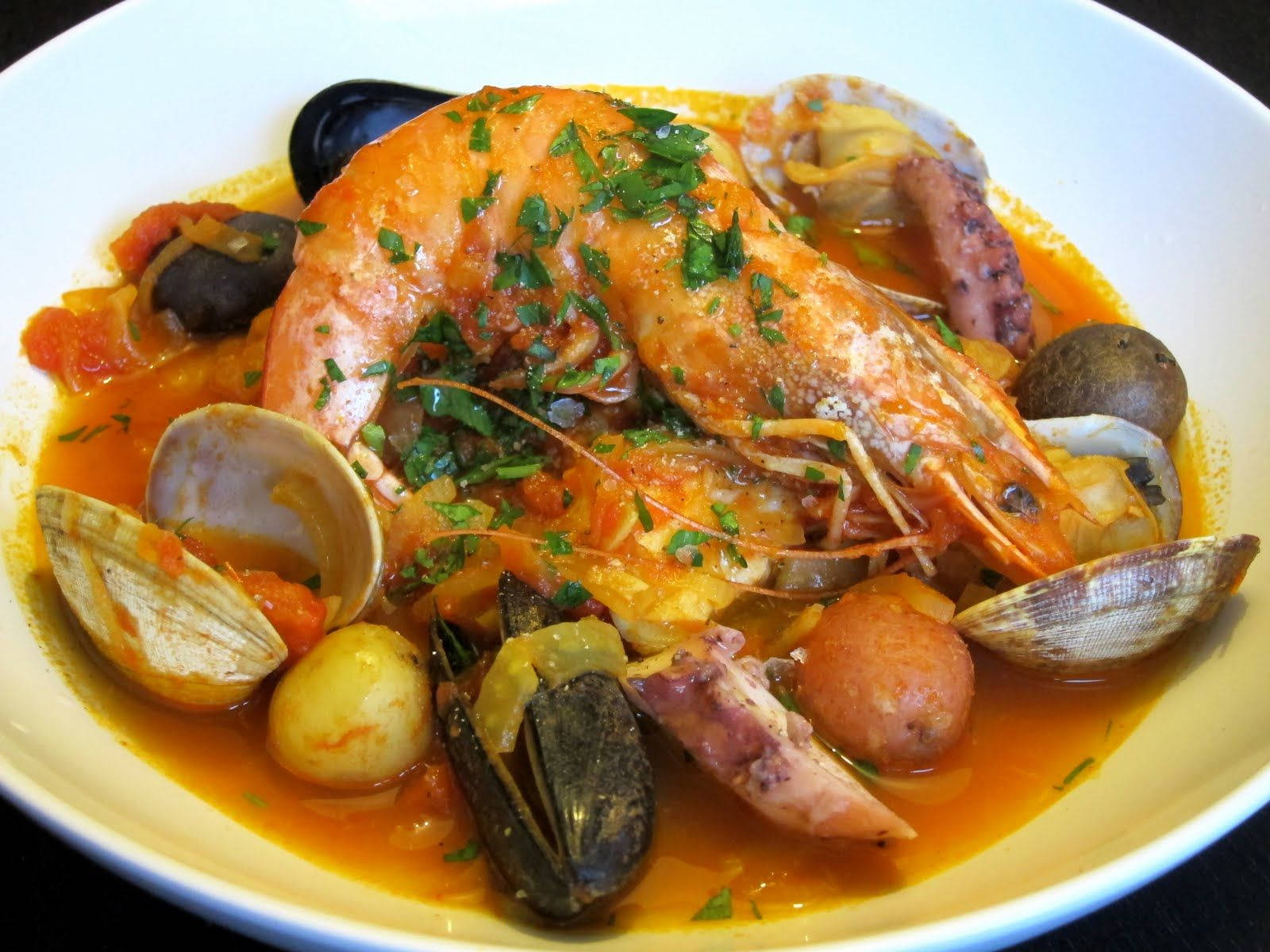 Bouillabaisse Recipe With Yellow Orange Sauce Wallpaper