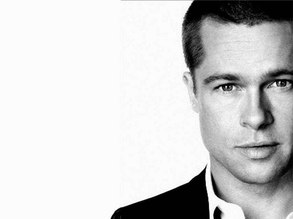 Brad Pitt Monochrome Portrait Wallpaper