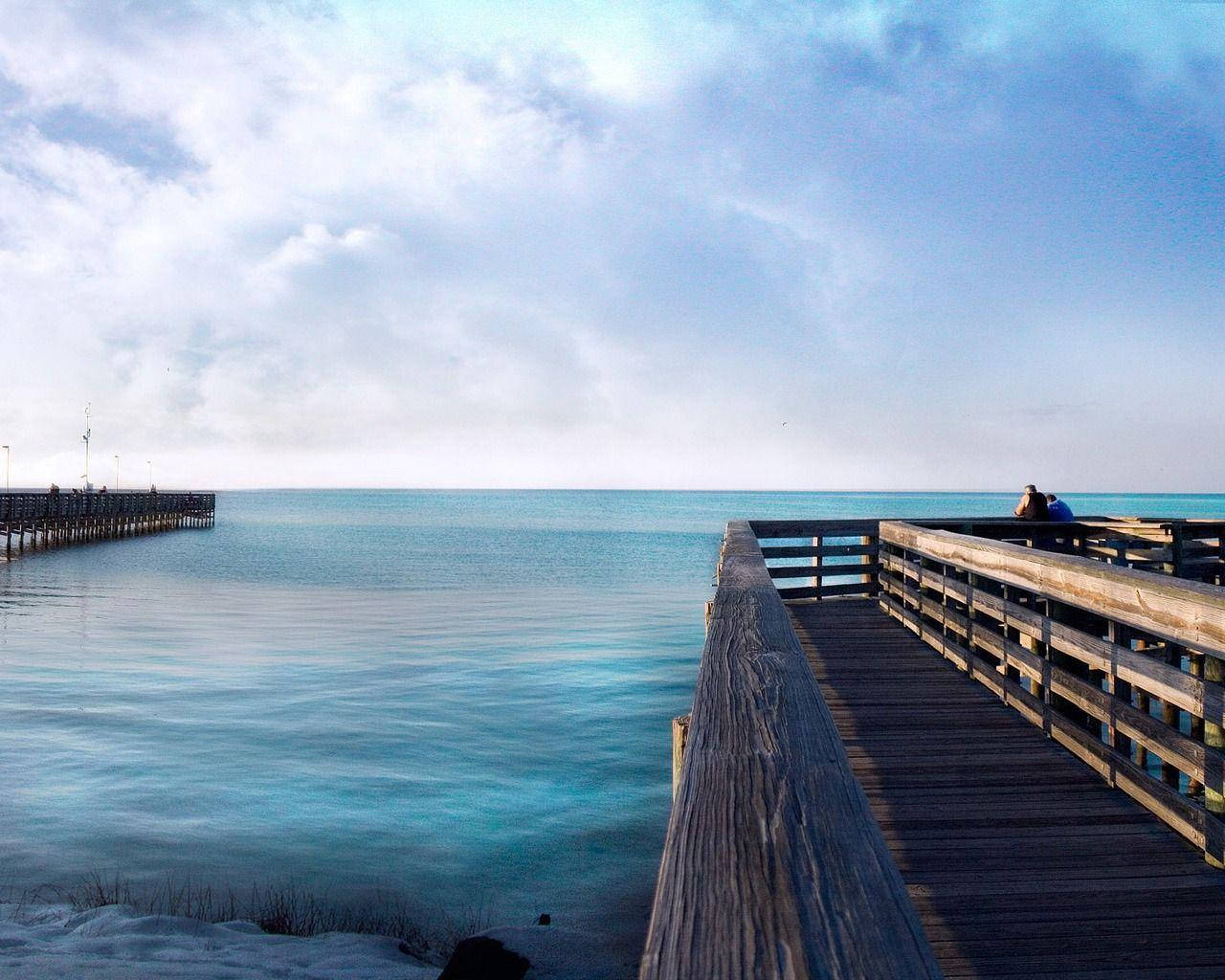 Bridge On Quiet Ocean Wallpaper