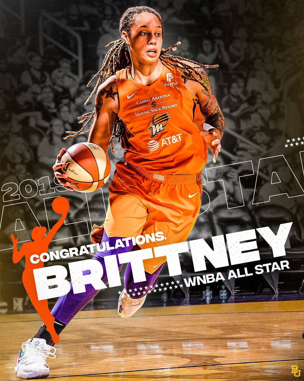 Brittney Griner Phoenix Mercury Orange Jersey Wallpaper