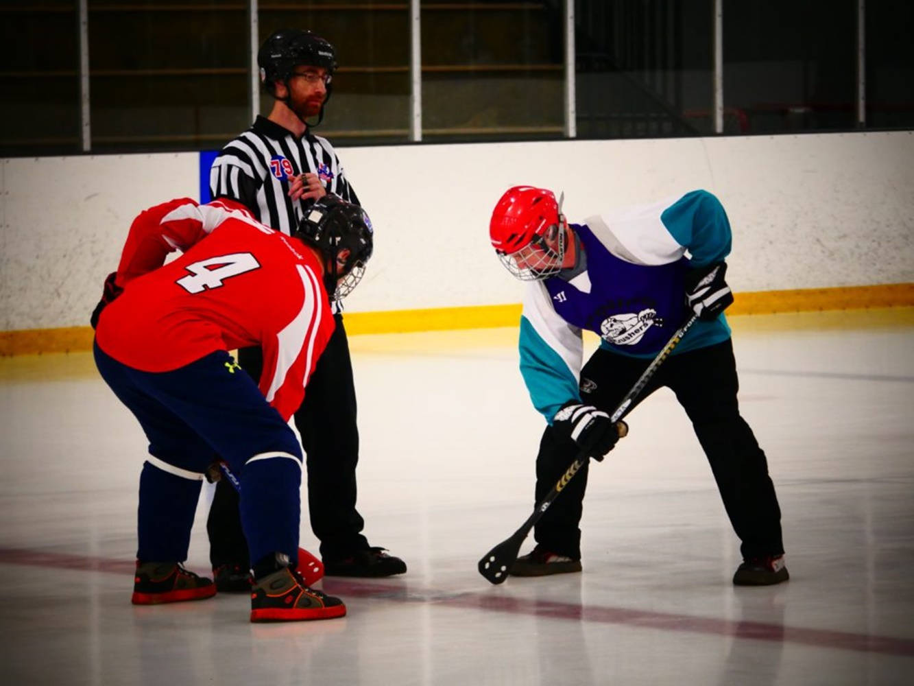 Broomball Blue And Red Team Wallpaper