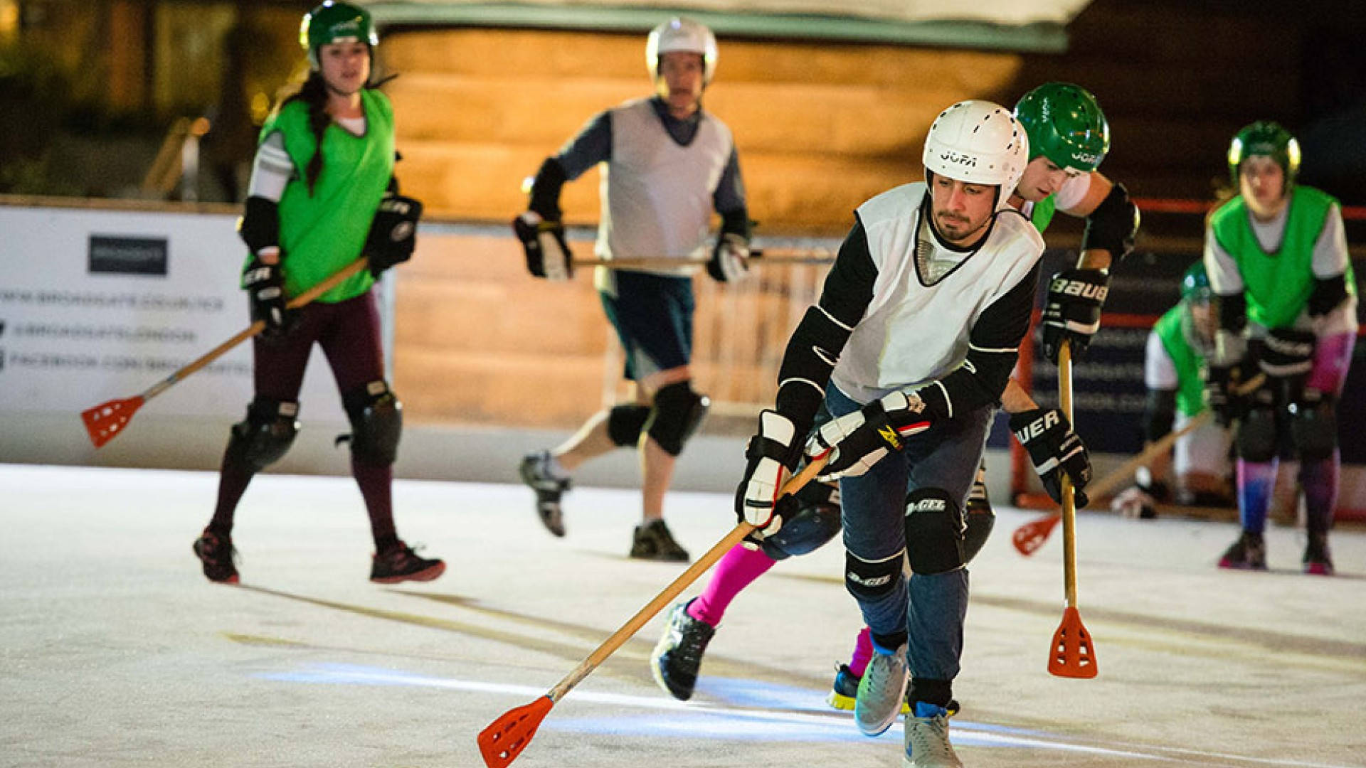 Broomball Green And White Team Wallpaper