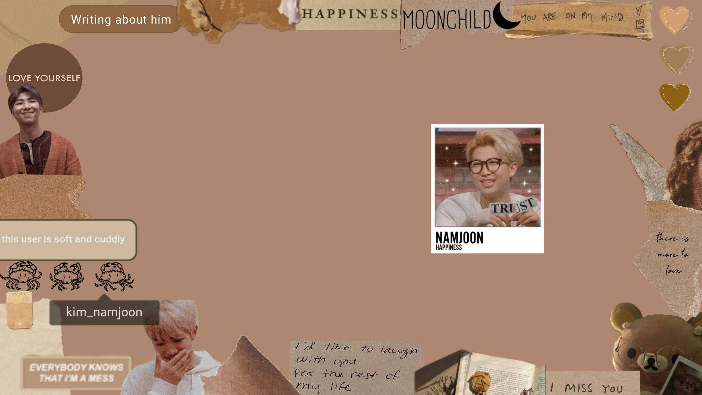 Brown Aesthetic Kim Namjoon Laptop Wallpaper