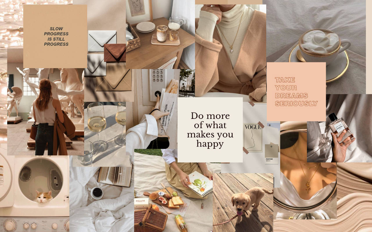 Brown Aesthetic Mood Board Laptop Wallpaper