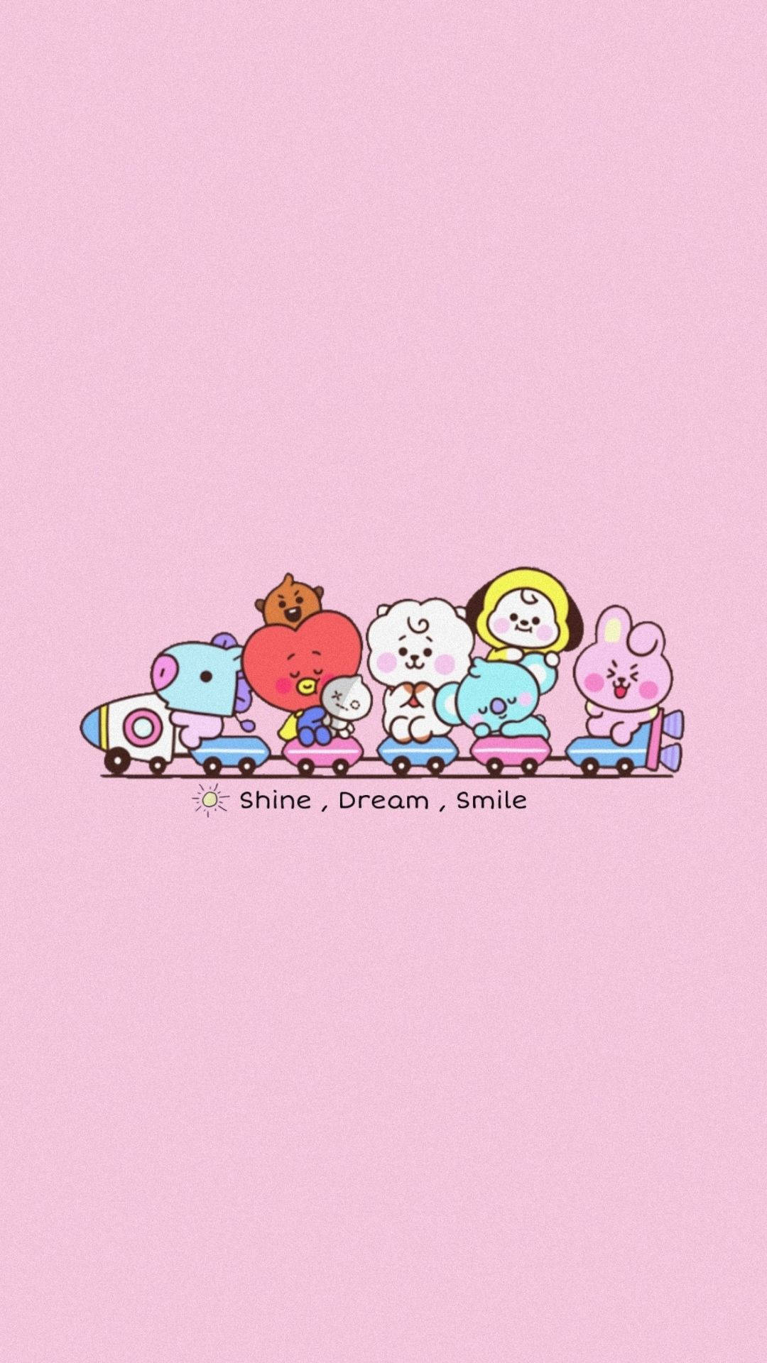 Bt21 Characters Traveling Peacefully Wallpaper