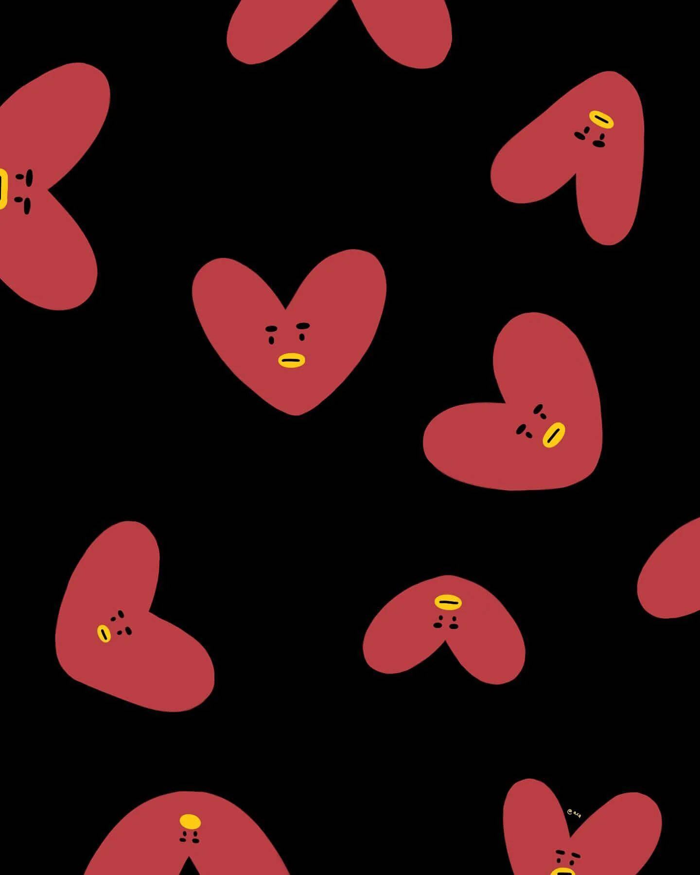 Bt21 Tata Head Pattern Wallpaper