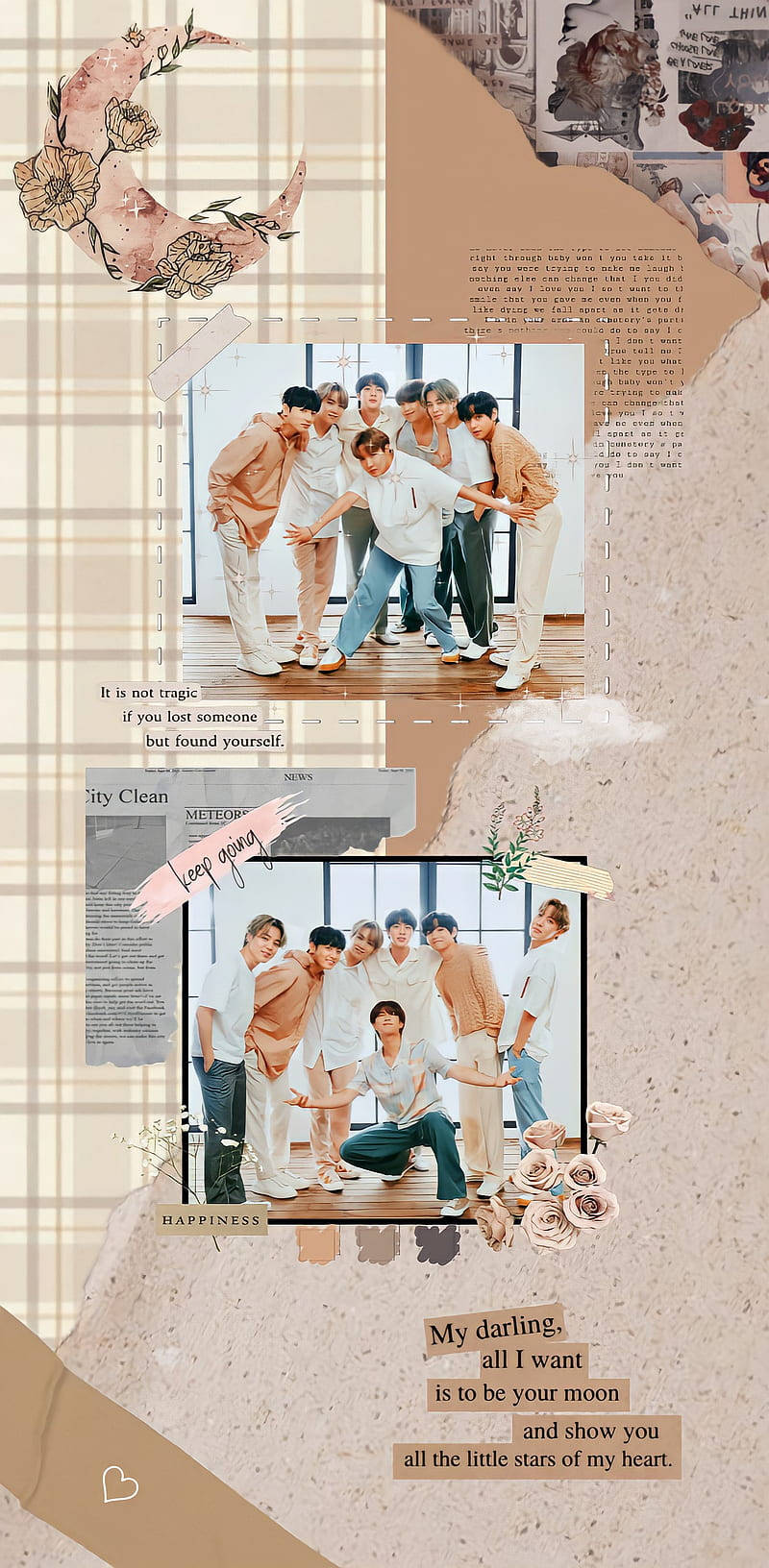 Bts Aesthetic Pastel Brown Wallpaper