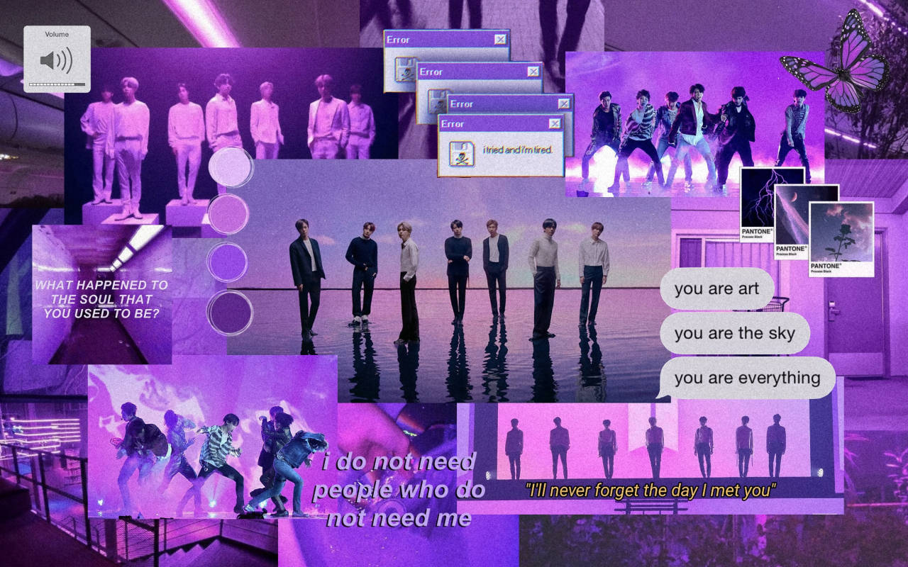 Bts Aesthetic Purple Collage Wallpaper