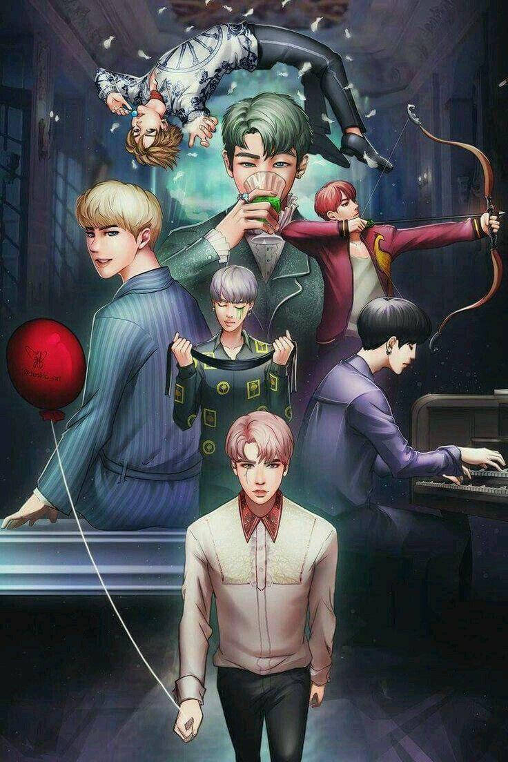 Bts Anime Blood Sweat And Tears Fanart Wallpaper