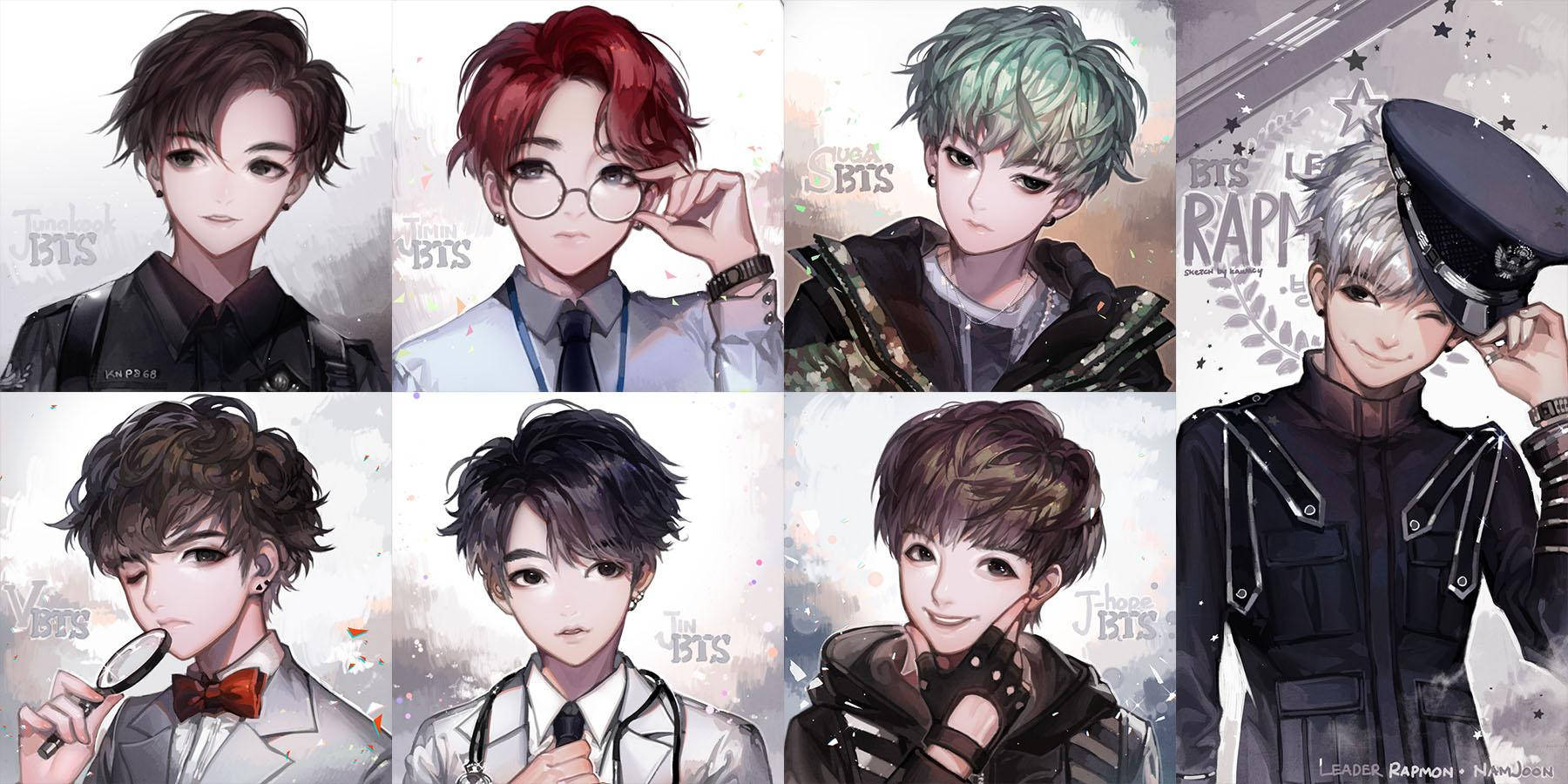 Bts Anime Collage Wallpaper