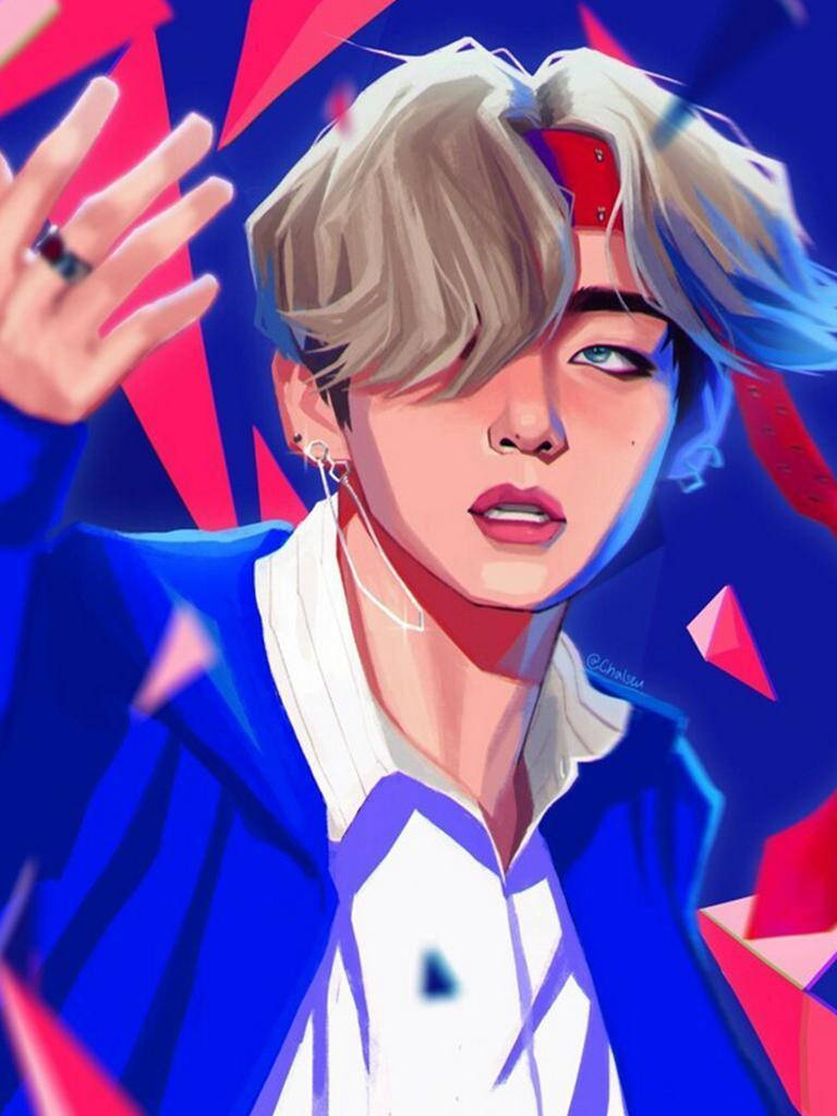 Bts Anime Taehyung Vector Art Wallpaper