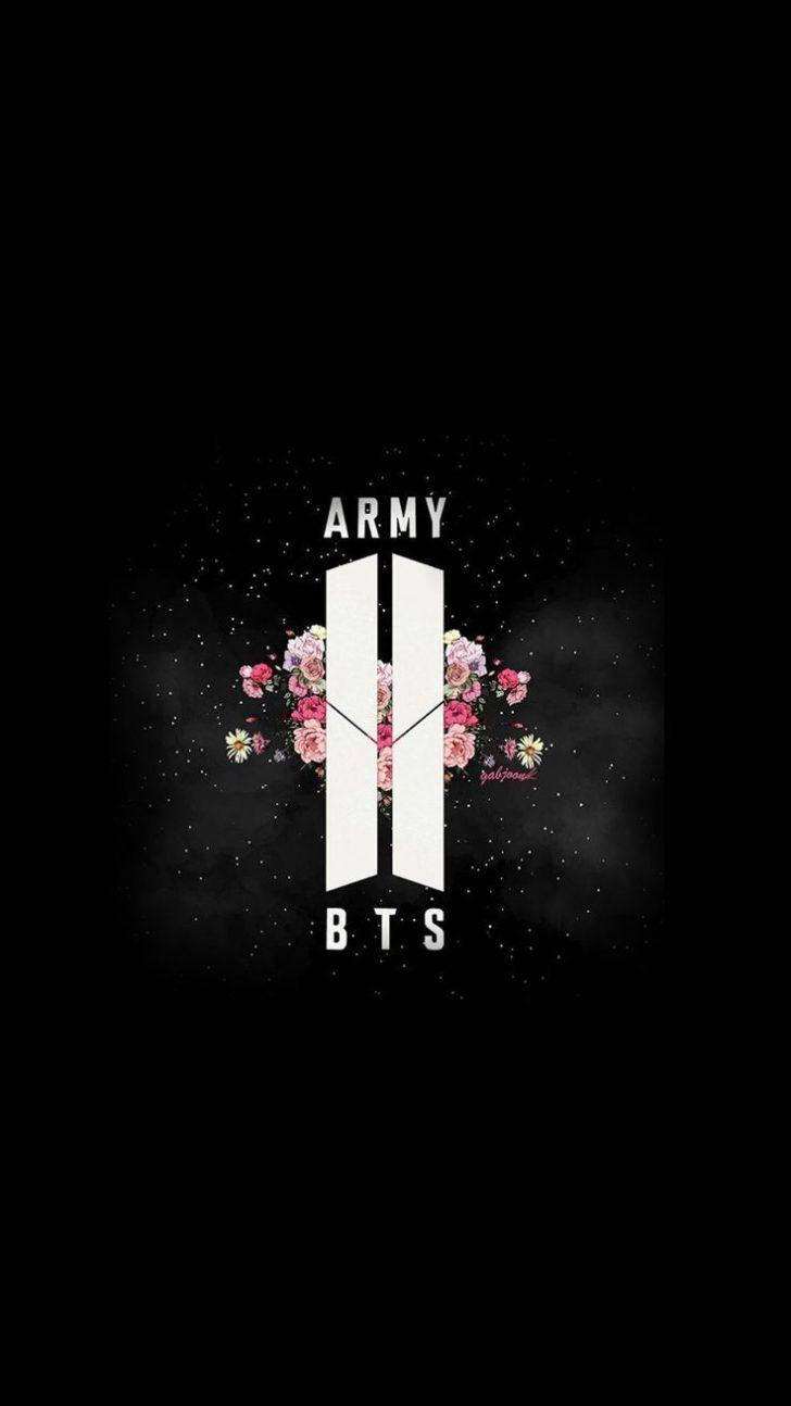 Bts Black Floral Logo Wallpaper