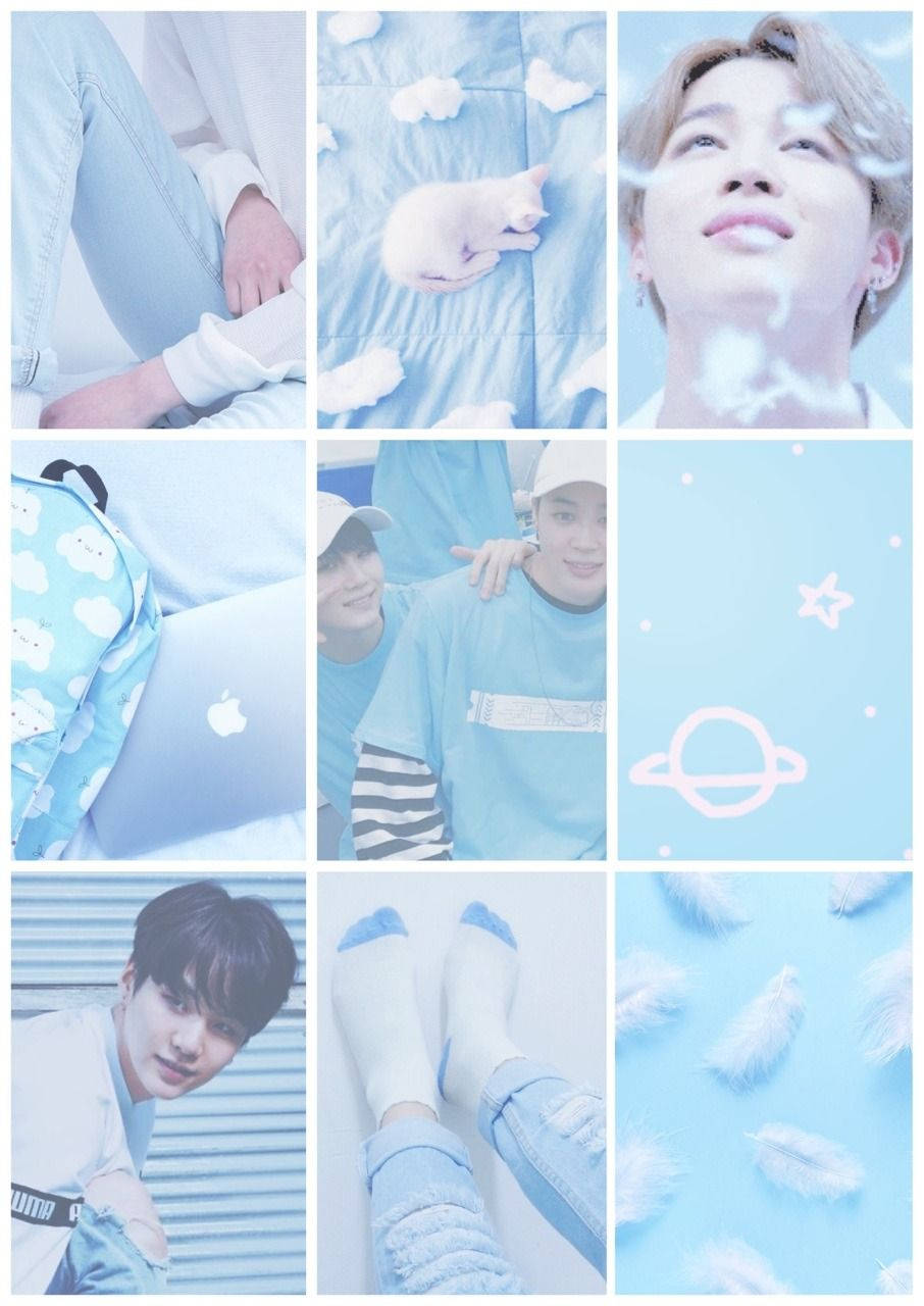 Bts Blue Aesthetic Collage Wallpaper