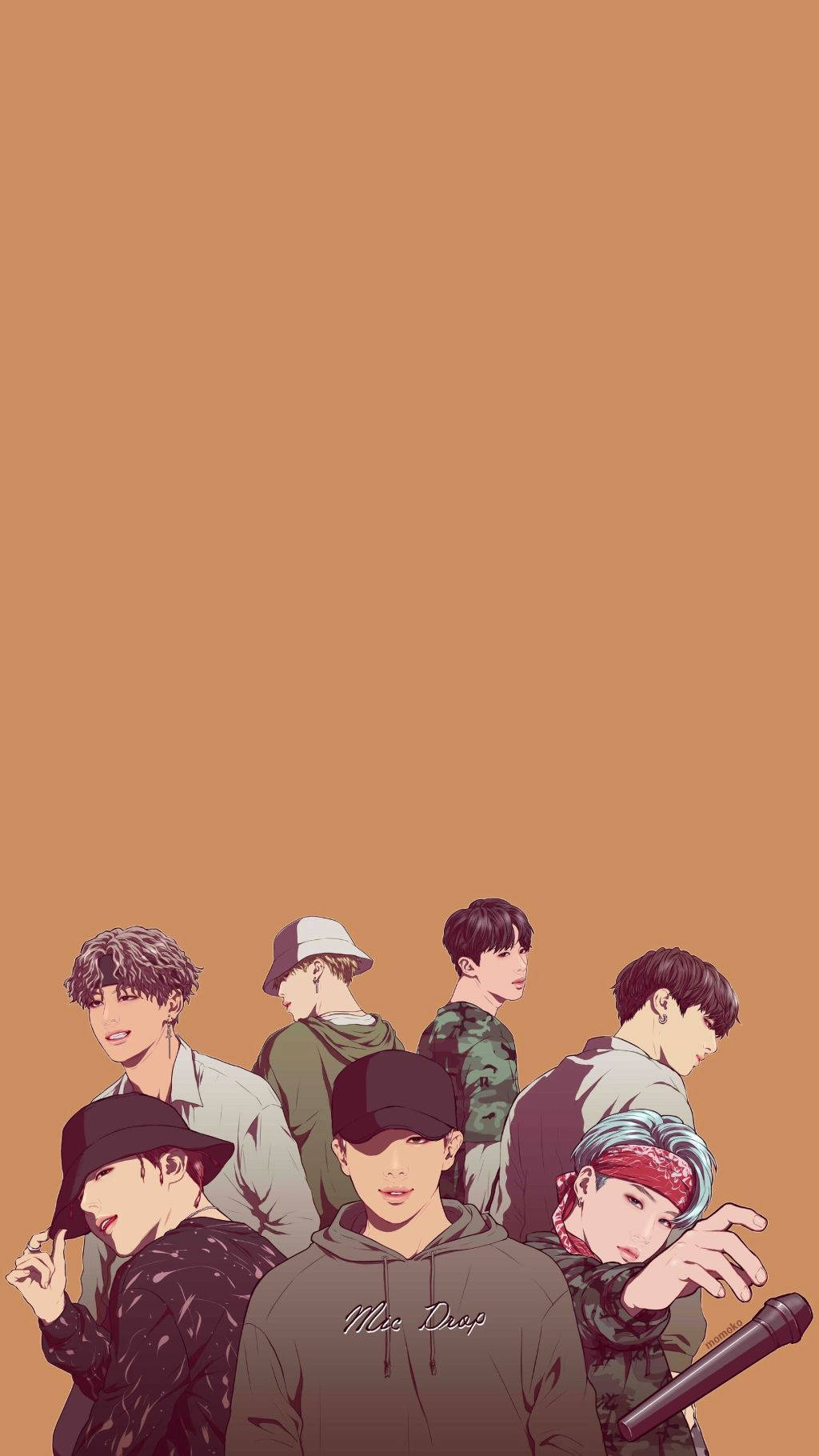 Bts Cartoon Mic Drop Wallpaper