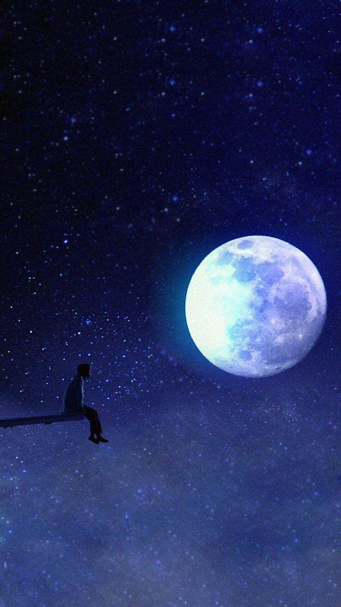 Bts Galaxy Man Staring At The Moon Wallpaper