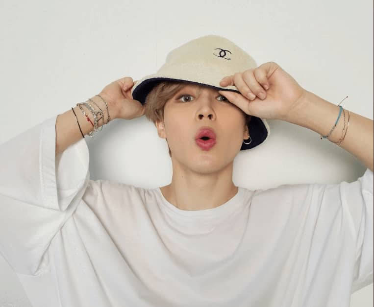 Bts Jimin Wearing Chanel Bucket Hat Wallpaper