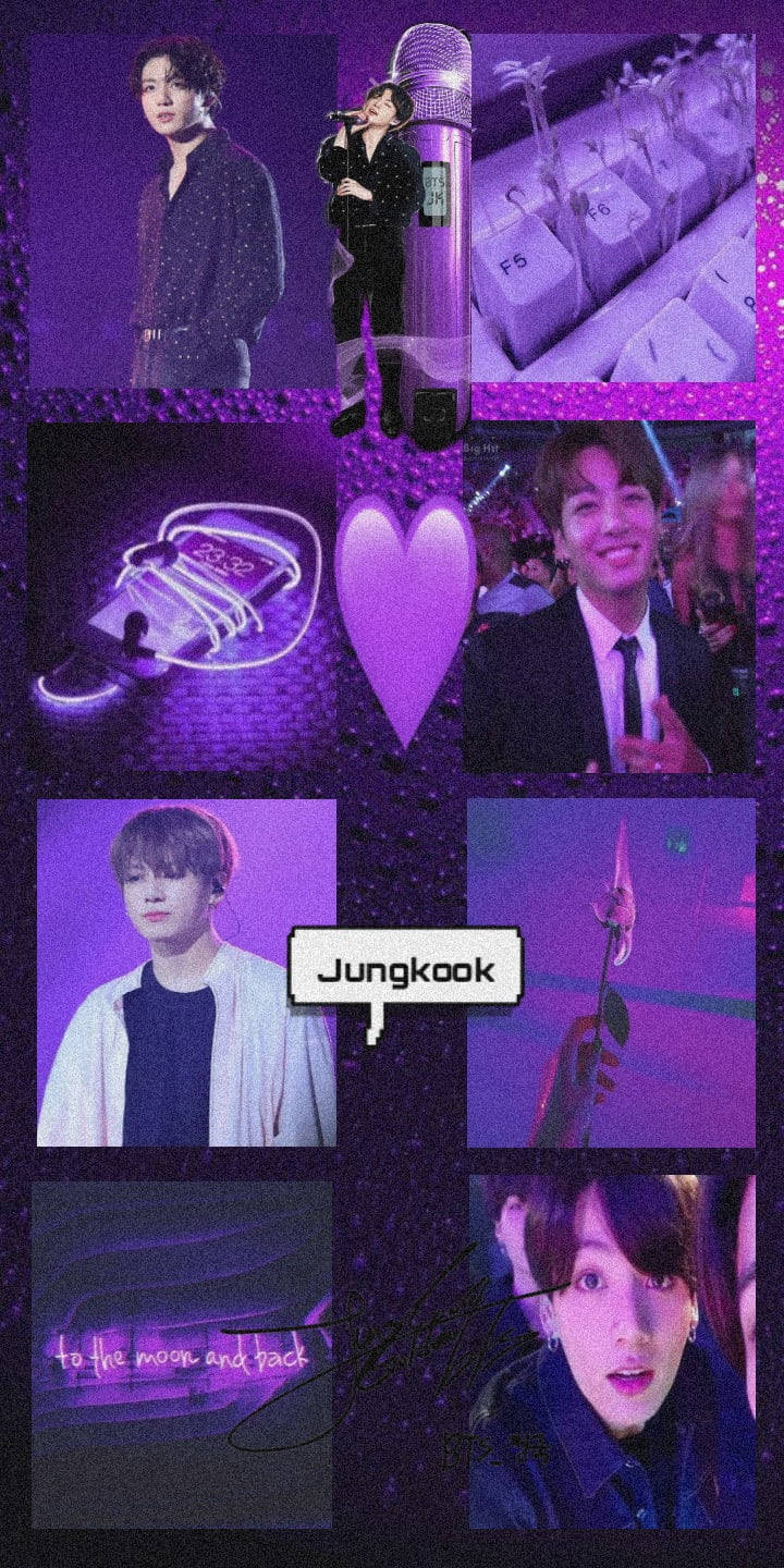 Bts Jung-kook Collage Purple Aesthetic Wallpaper