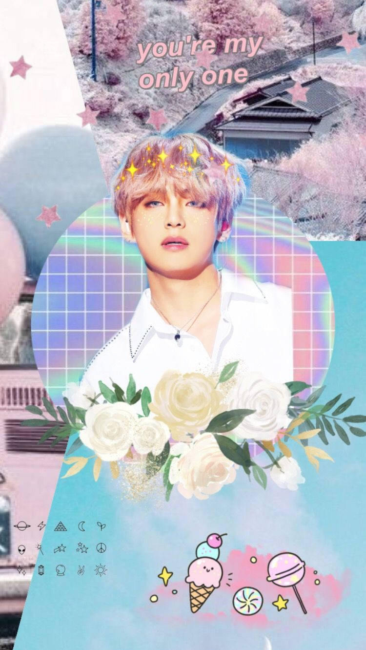 Bts Member V Pastel Colors Aesthetic Wallpaper