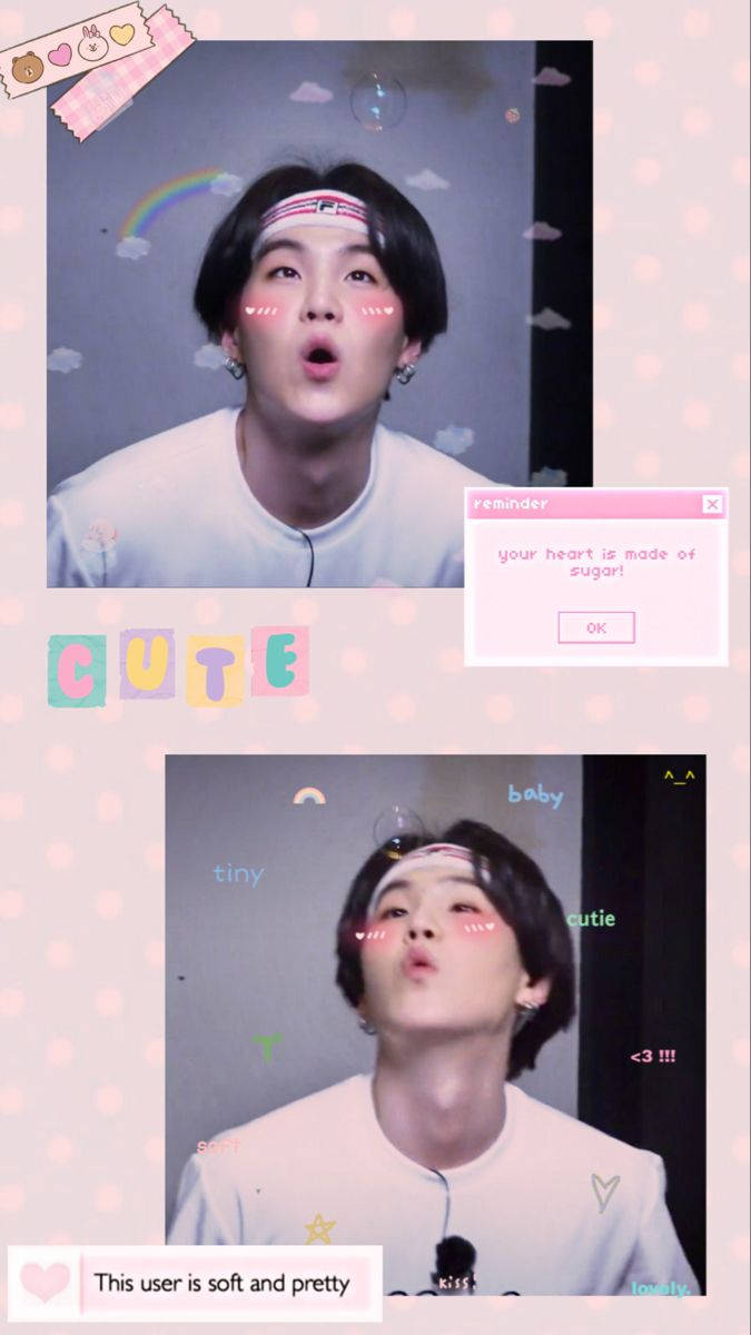 Bts Suga Cute Blowing Bubbles Wallpaper