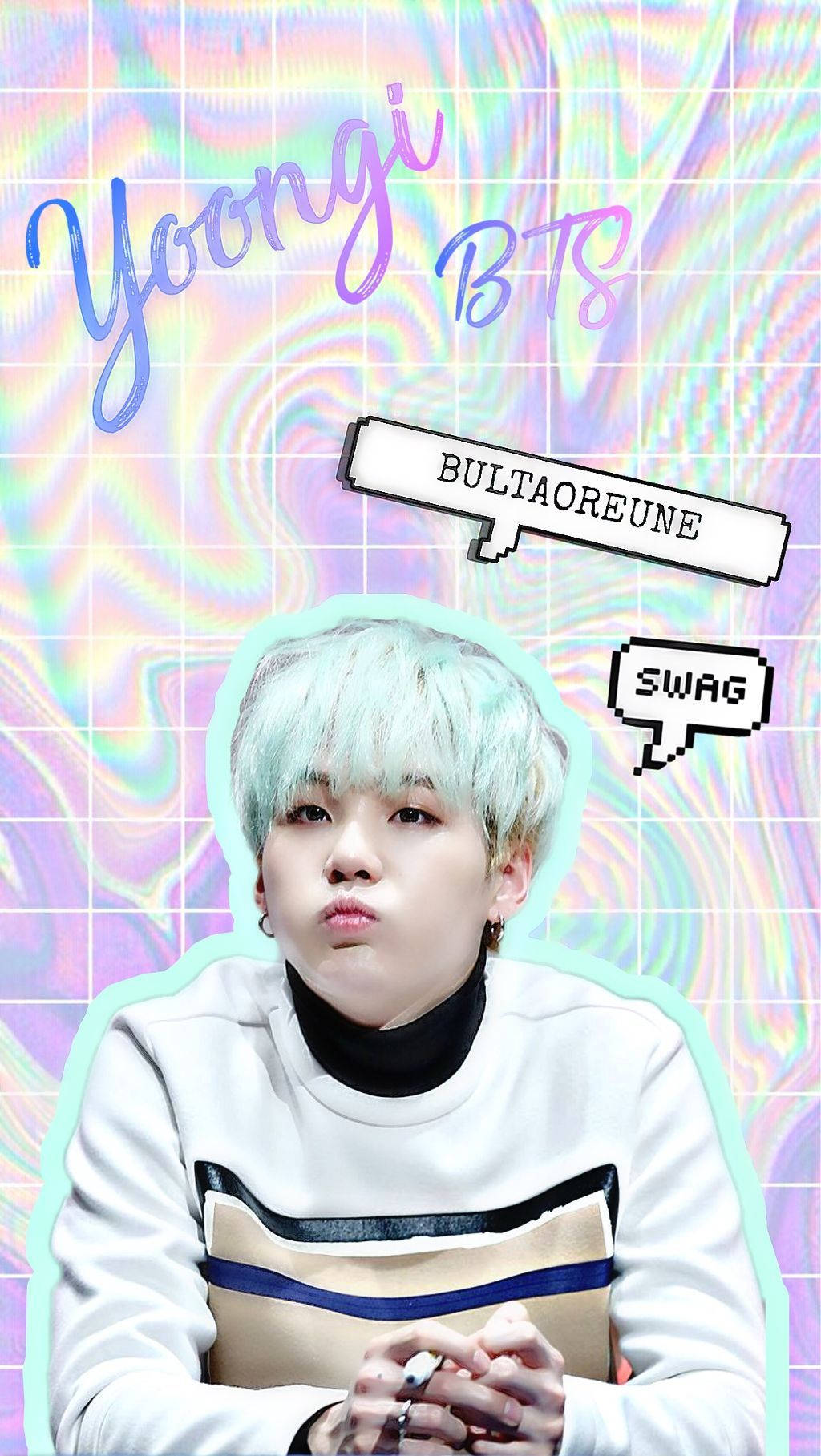 Bts Suga Cute Holographic Wallpaper