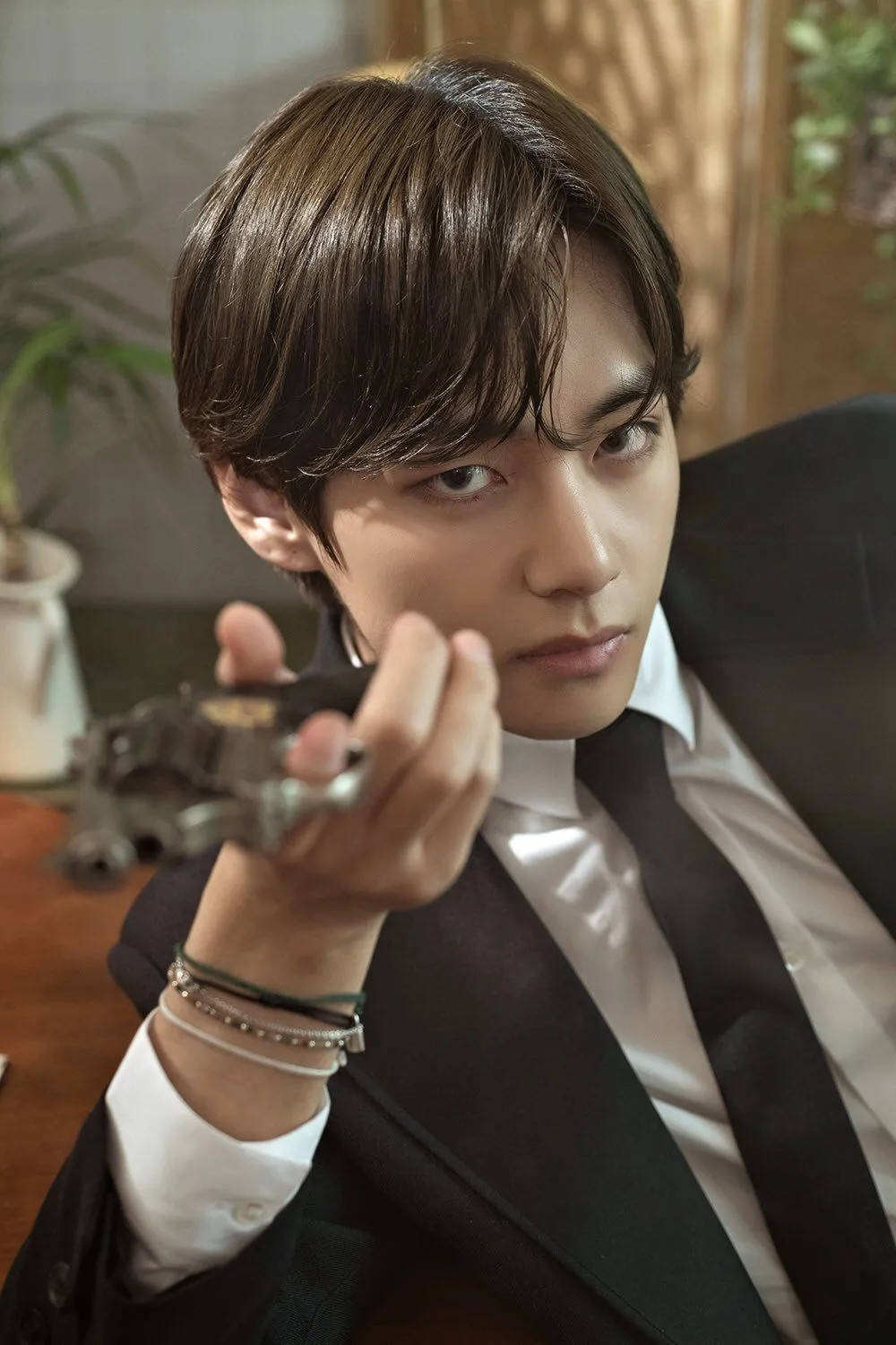 Bts V Holding Gun Wallpaper