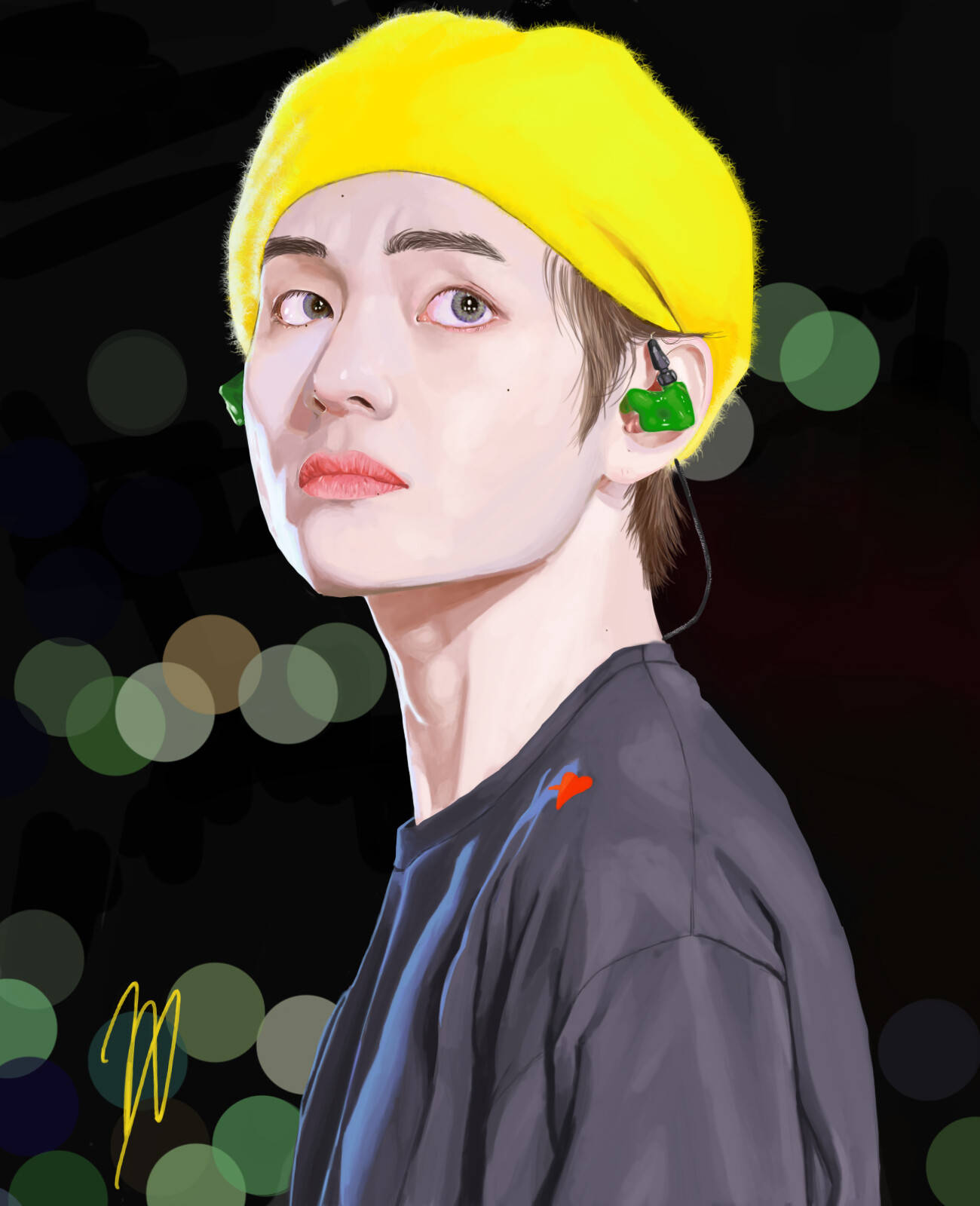 Bts V Yellow Beret Art Wallpaper