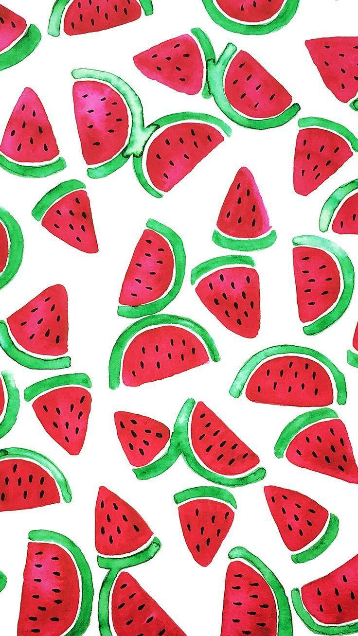 Burning Red Cute Watermelon Slices Wallpaper