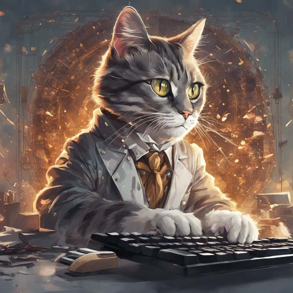 Business Cat At Keyboard.jpg Wallpaper