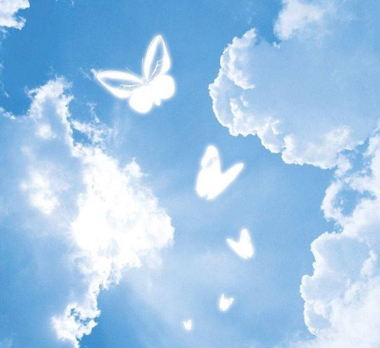 Butterfly Clouds Aesthetics Wallpaper