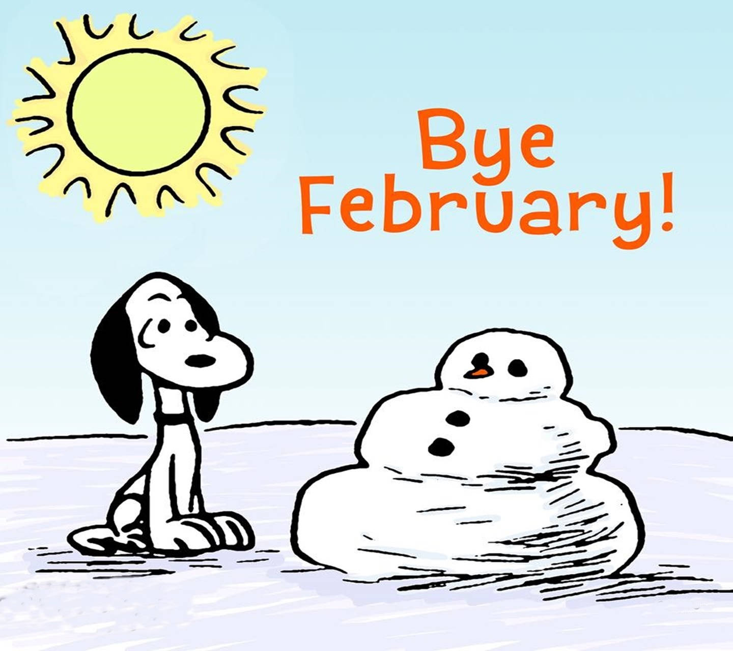 Bye February With Snowman And Snoopy Wallpaper