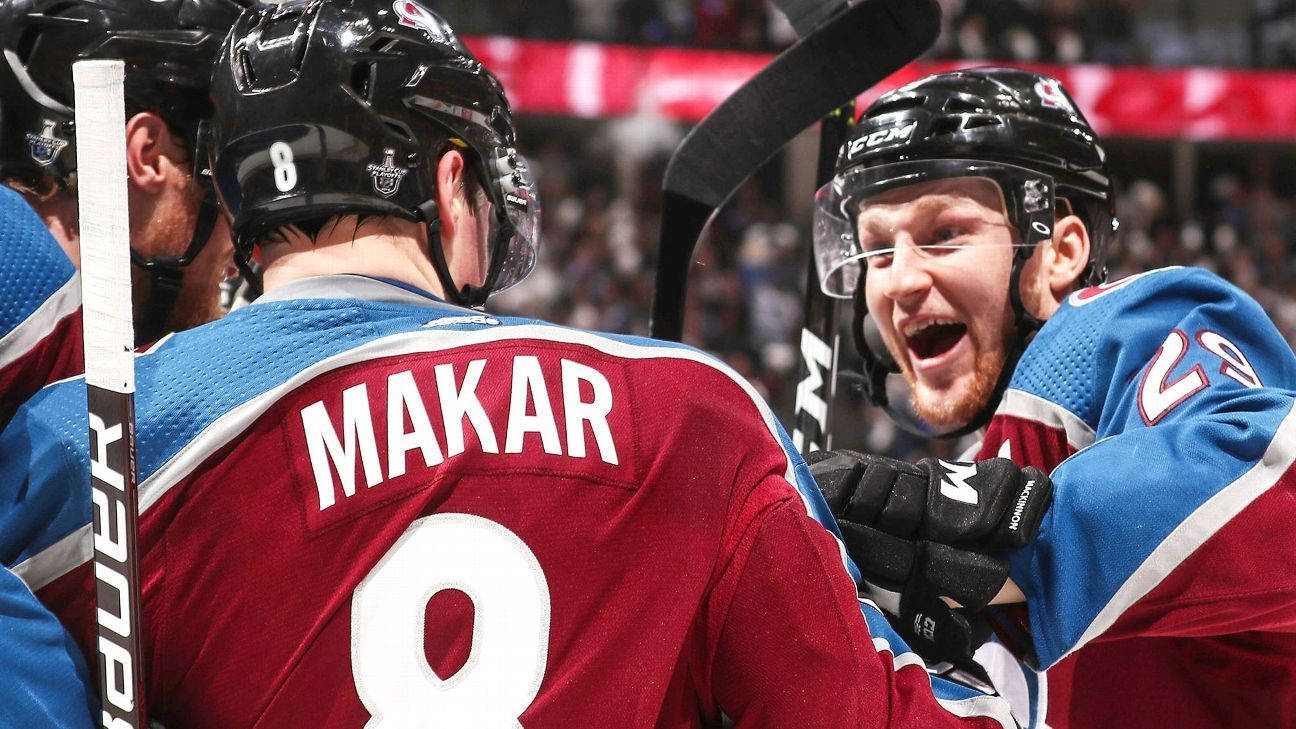 Cale Makar And Nathan Mackinnon On The Ice Wallpaper