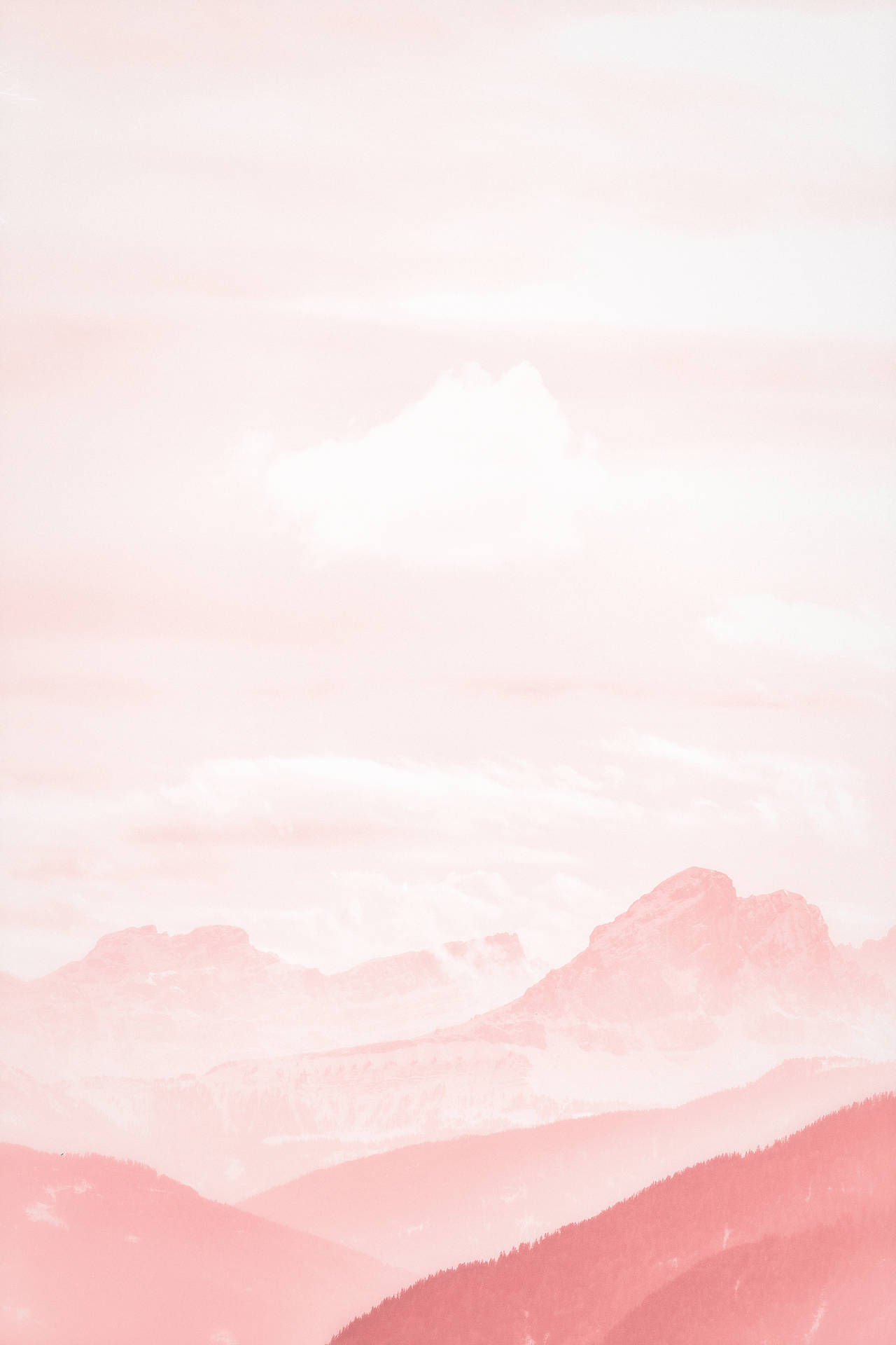 Calm Aesthetic Pink Mountain Wallpaper