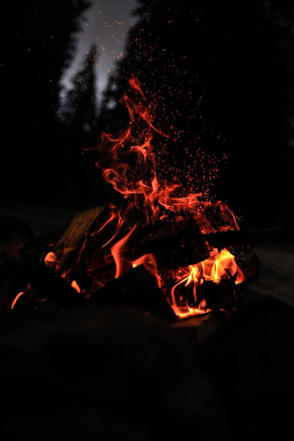 Campfire On Dark Night Wallpaper