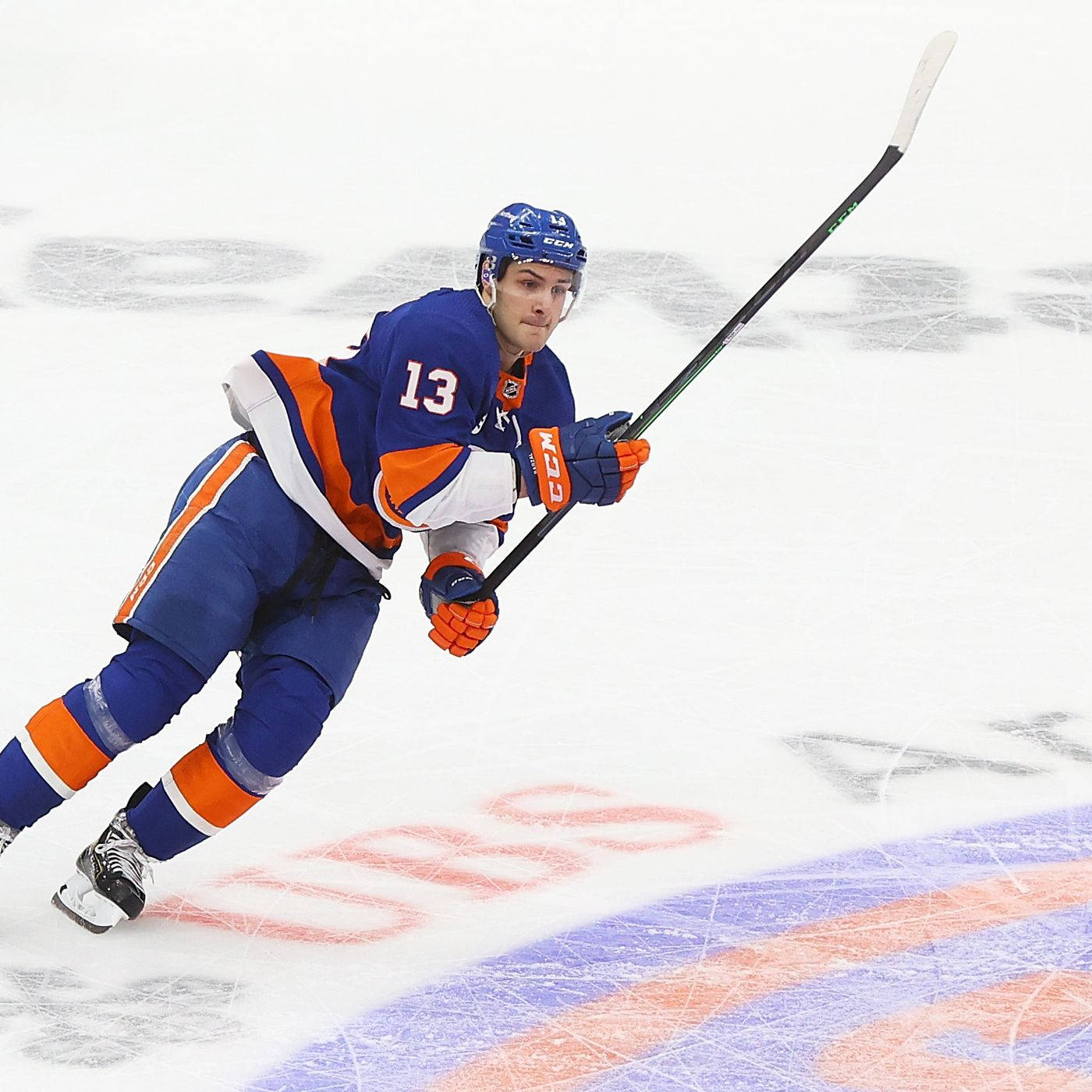 Canadian Ice Hockey Player Mathew Barzal At Ubs Arena Wallpaper