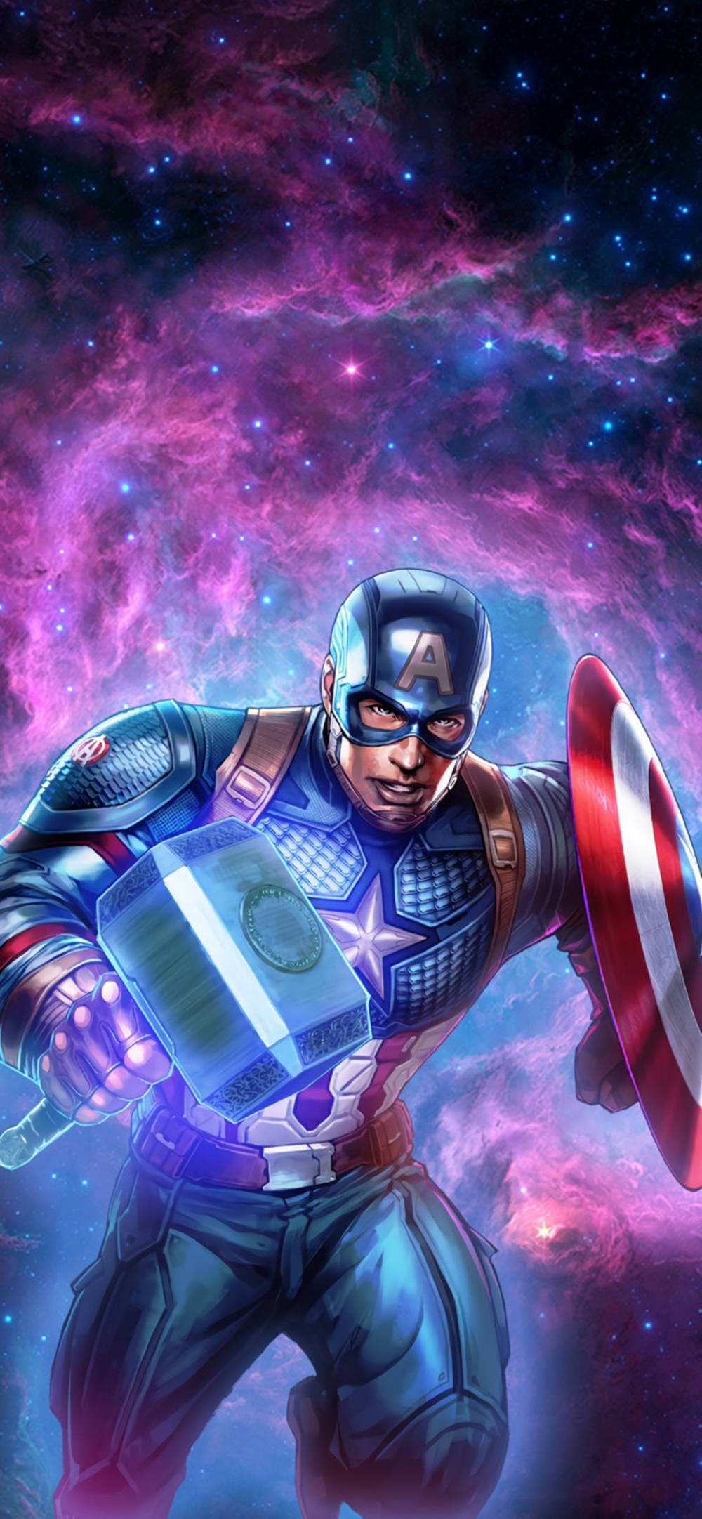 Captain America Shield Iphone Mjolnir Galaxy Aesthetic Wallpaper