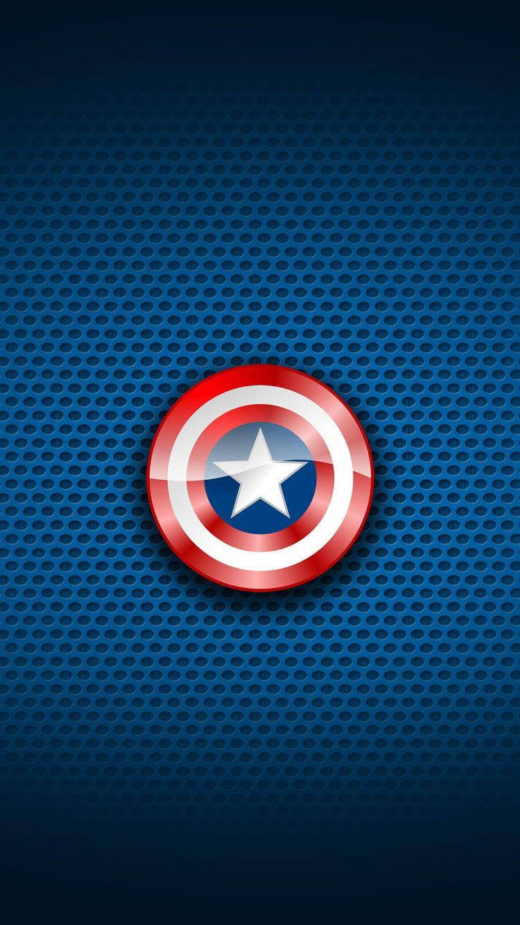 Captain America Shield Iphone On Blue Aesthetic Wallpaper