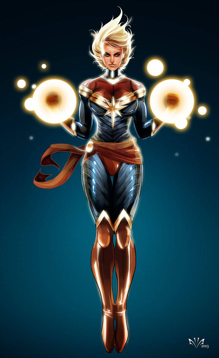 Captain Marvel Energy Blast Wallpaper